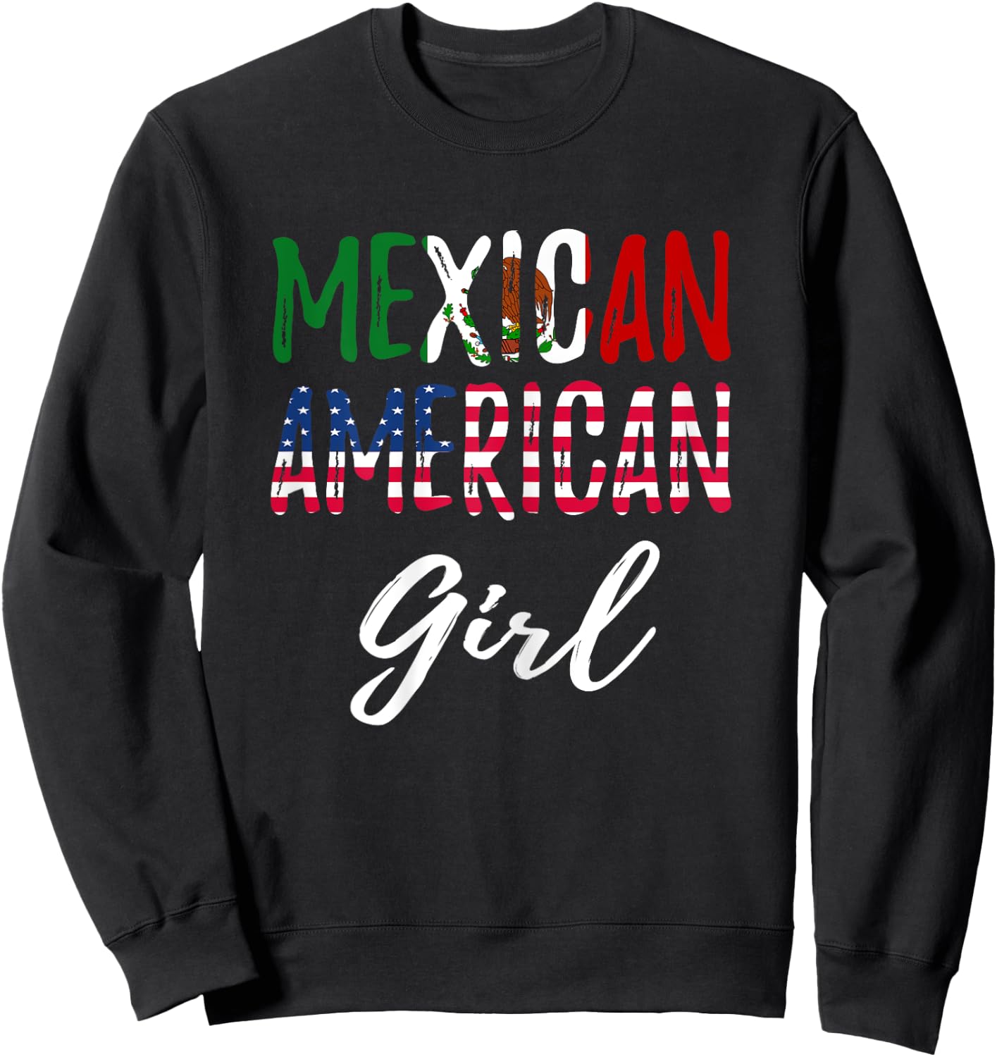 Mexican American Girl Pride Mexican American Flag Sweatshirt - Sweatshirt | Black