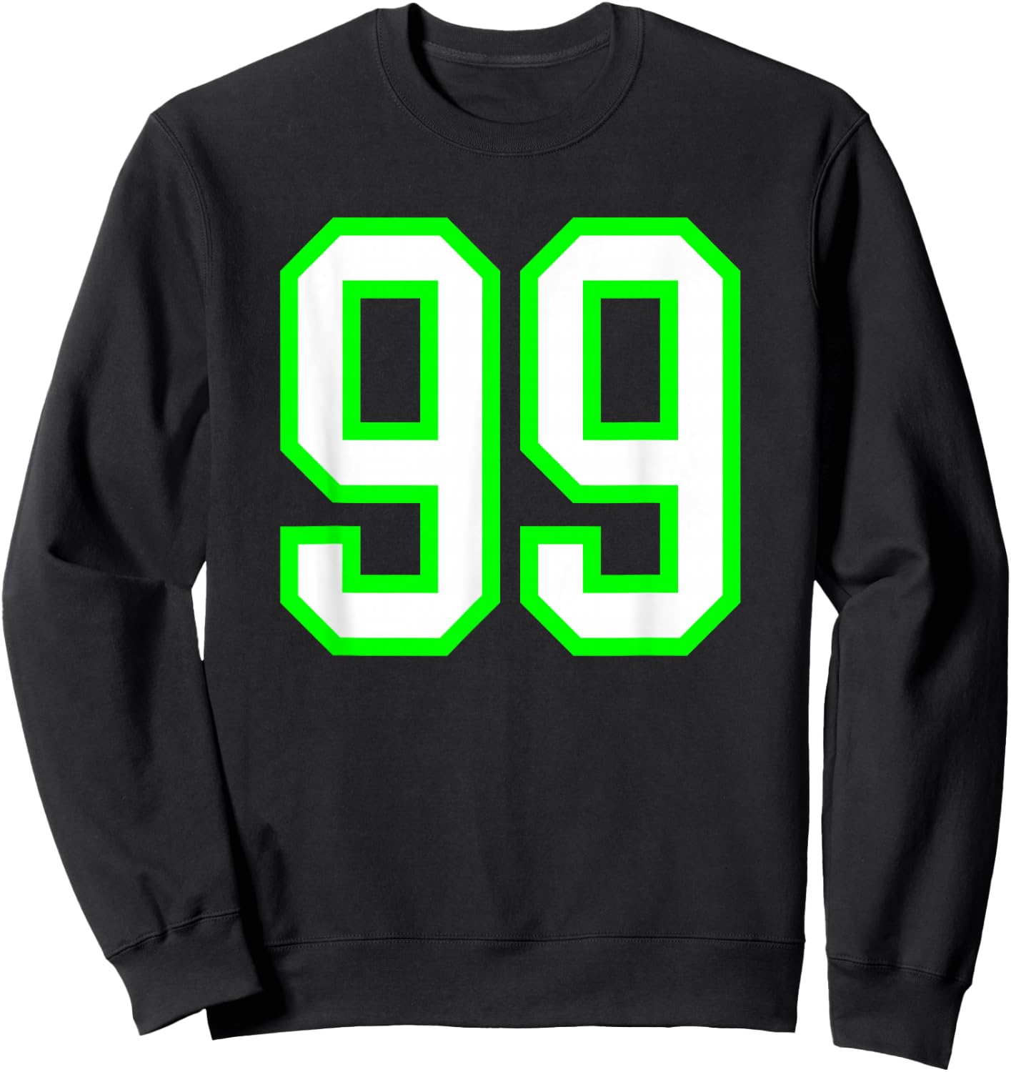 White Lime Sports Team Number #99 Sweatshirt - Sweatshirt | Black