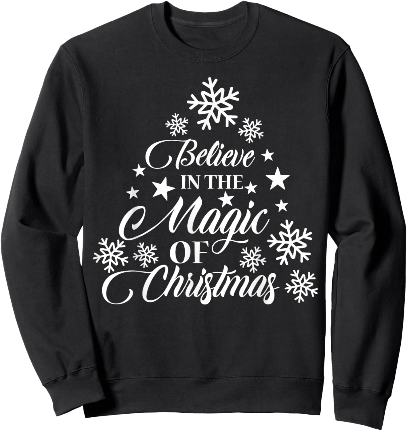 Vintage Christmas Tree Believe in the Magic of Christmas Sweatshirt - Sweatshirt | Black