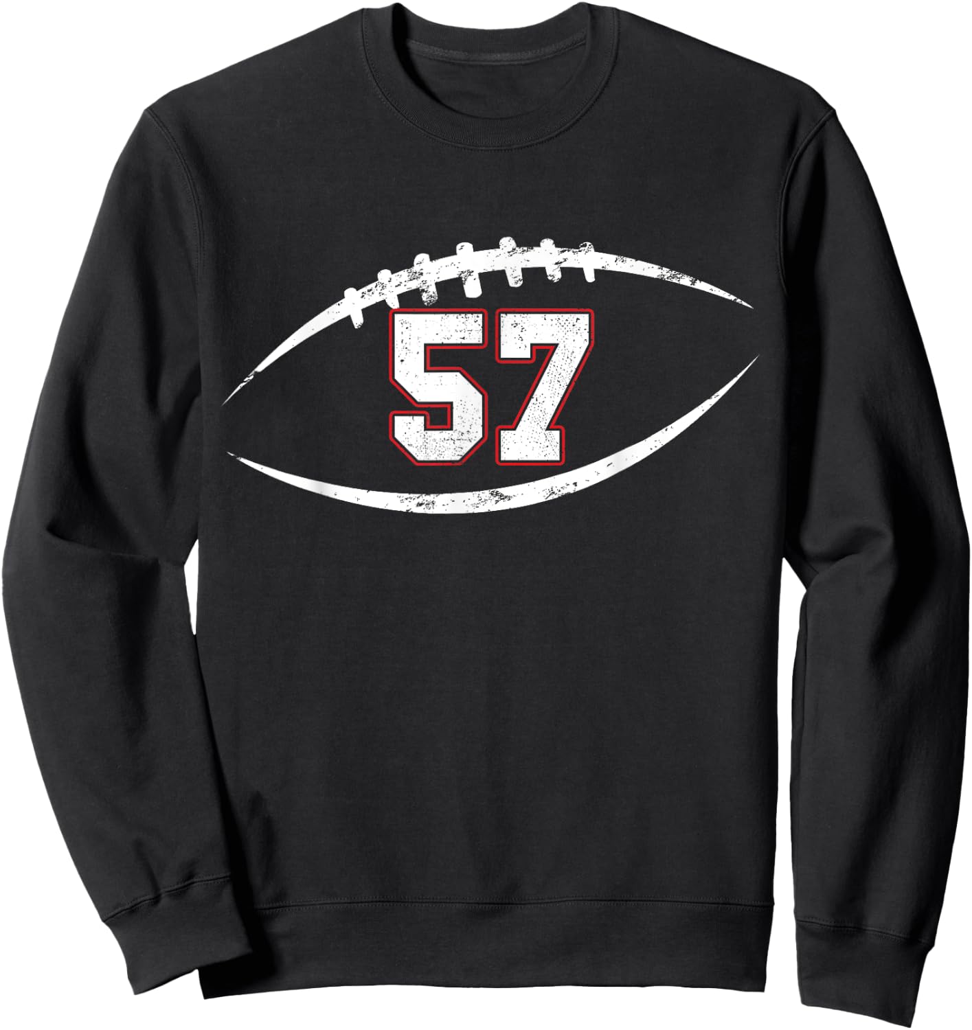 57 Number Vintage Football Player 57 Lucky Number Birthday Sweatshirt - Sweatshirt | Black