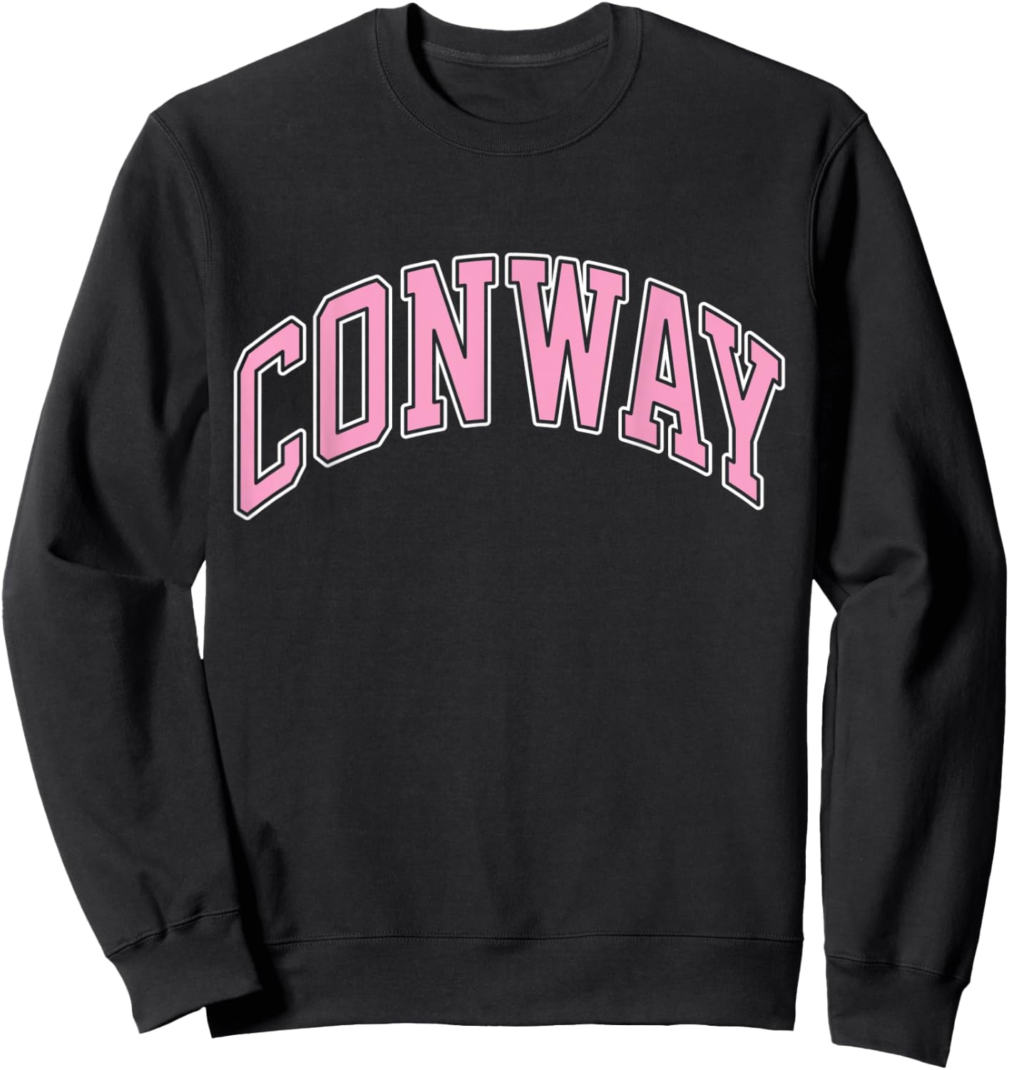 Conway Arkansas AR Varsity Style Pink Text Sweatshirt - Sweatshirt | Black