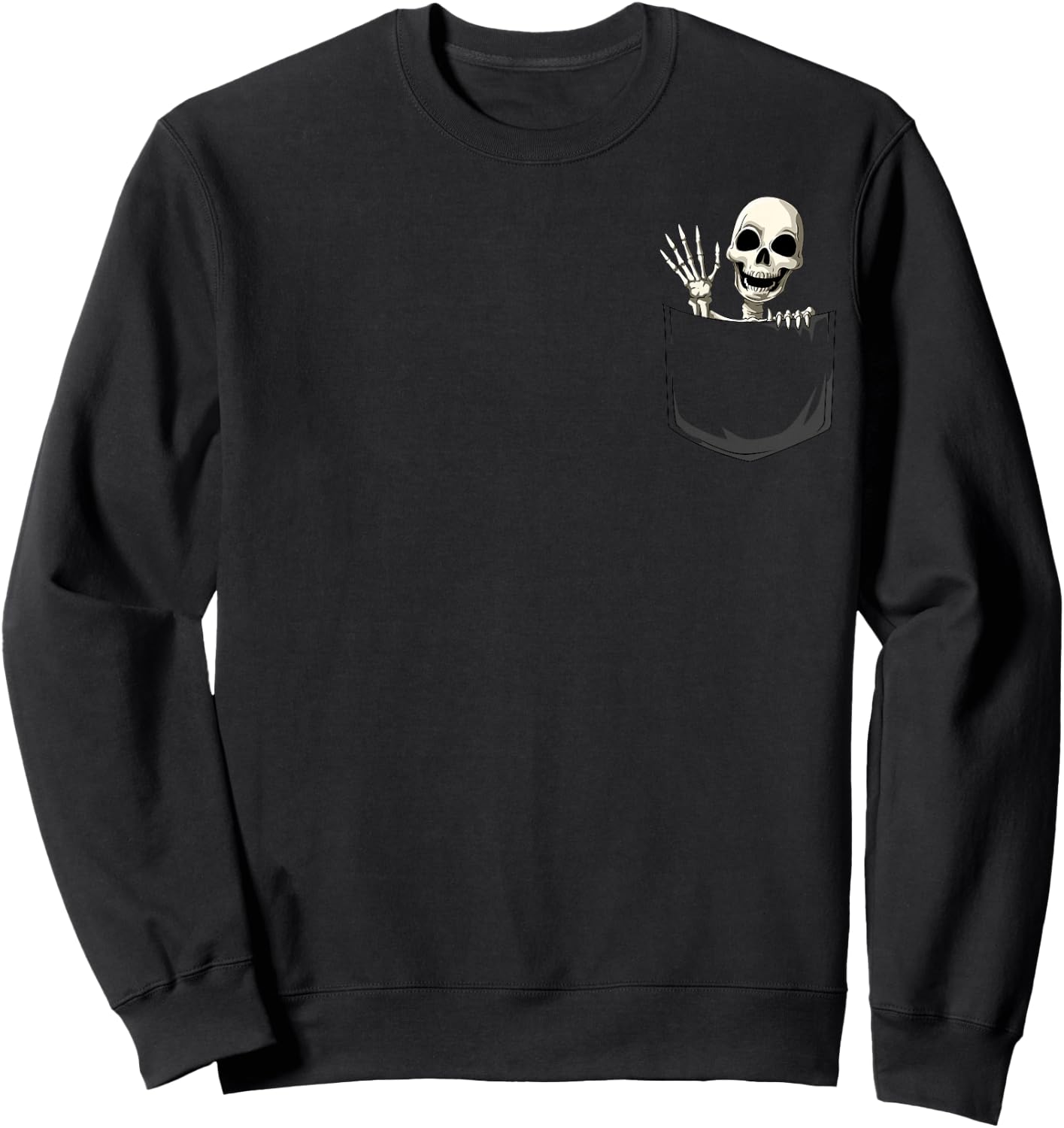 Skeleton Pocket Skeleton Peeking Out Pocket Halloween Sweatshirt - Sweatshirt | Black