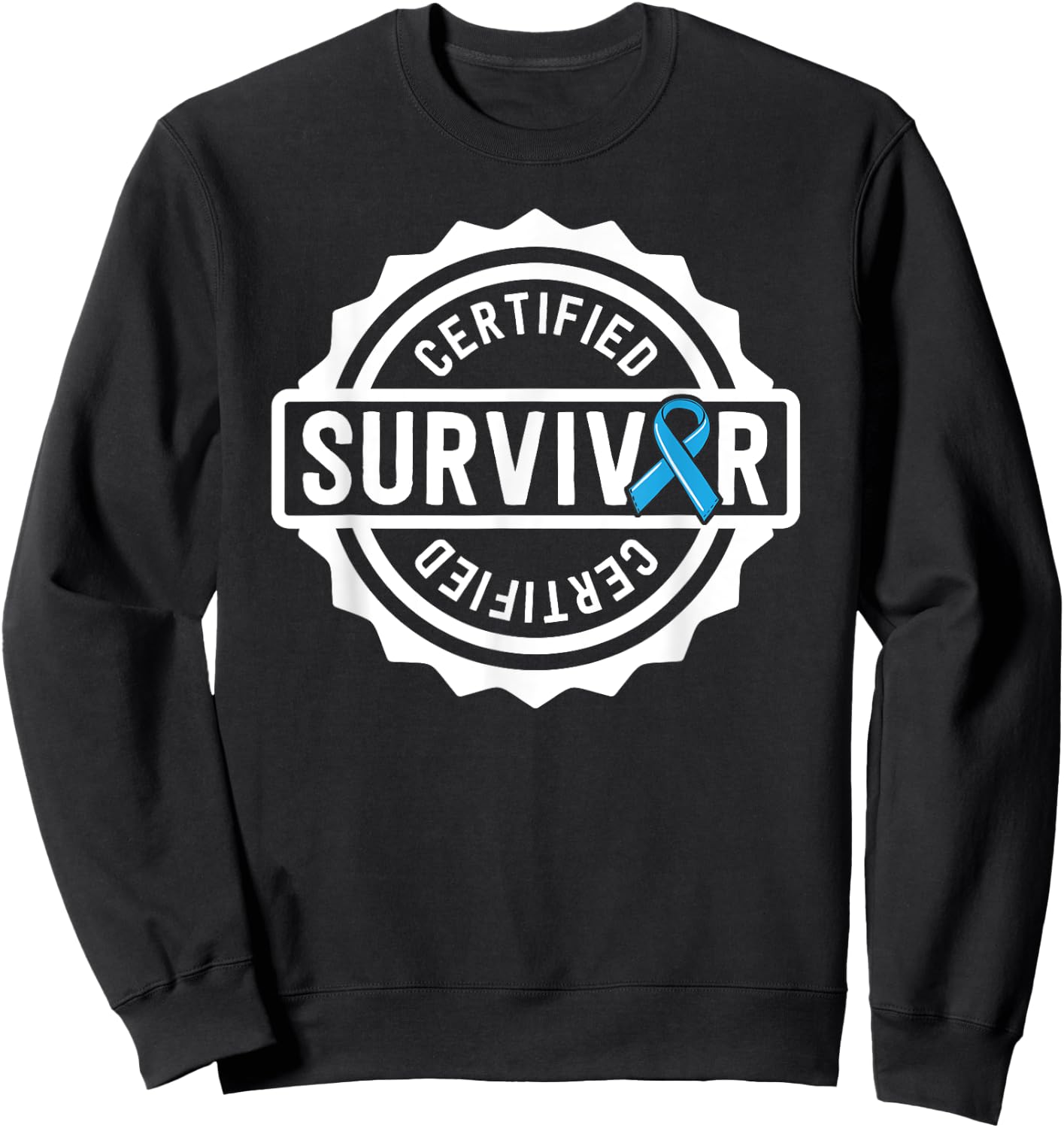Prostate Cancer Survivor Gift Blue Ribbon Awareness Sweatshirt - Sweatshirt | Black