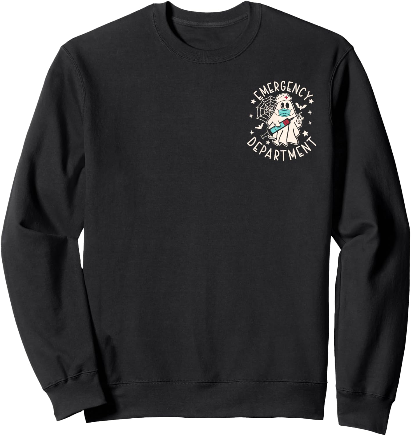 Emergency Department Pocket Ghost Spooky ER Nurse Halloween Sweatshirt - Sweatshirt | Black