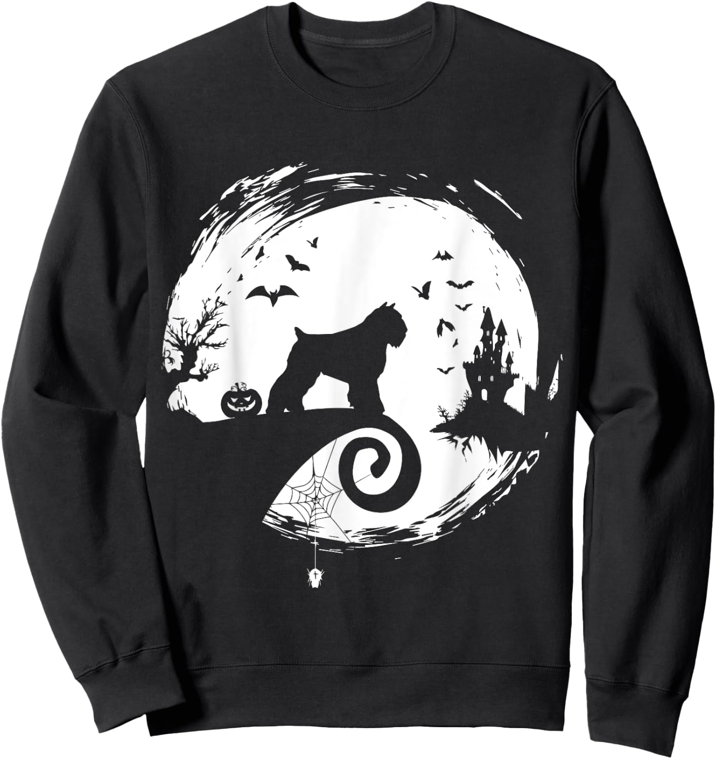 Bouvier des Flandres Halloween Costume Moon Silhouette Sweatshirt - Sweatshirt | Black
