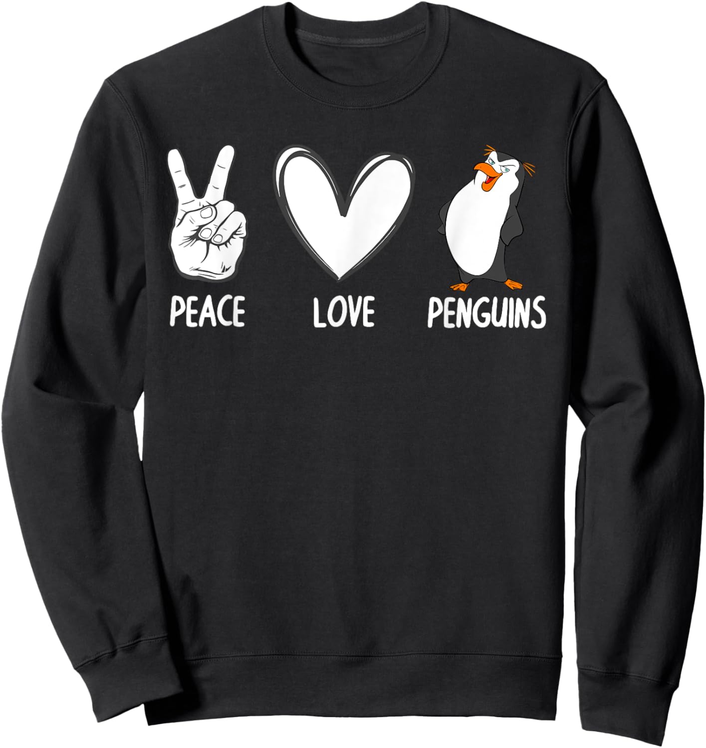 Cool Penguin Art Women Peace Love Penguins Zookeeper Sweatshirt - Sweatshirt | Black