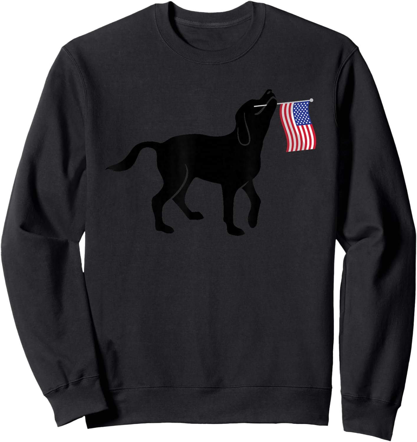 Black Lab Dog Holding July 4th Patriotic USA Flag Sweatshirt - Sweatshirt | Black