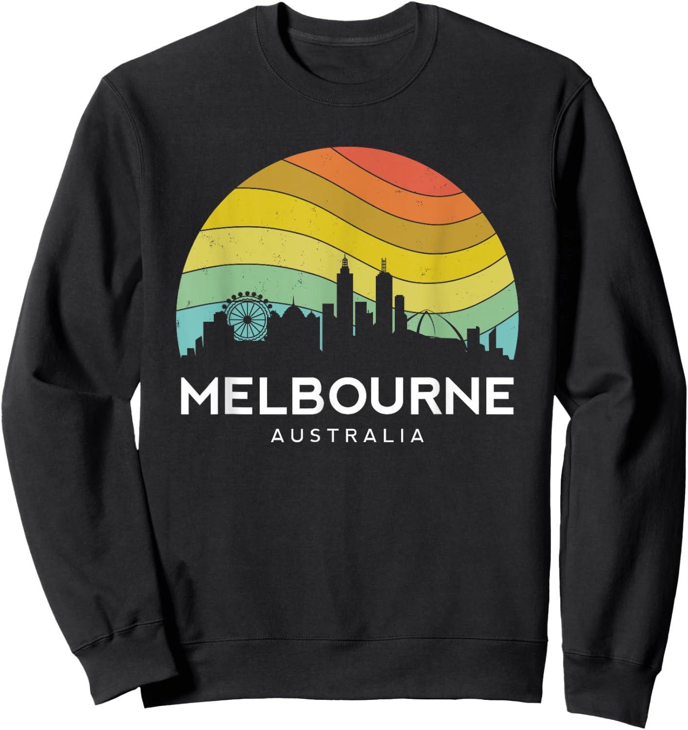 Melbourne Australia Retro Vintage Flag Outback Kangaroo Mate Sweatshirt - Sweatshirt | Black