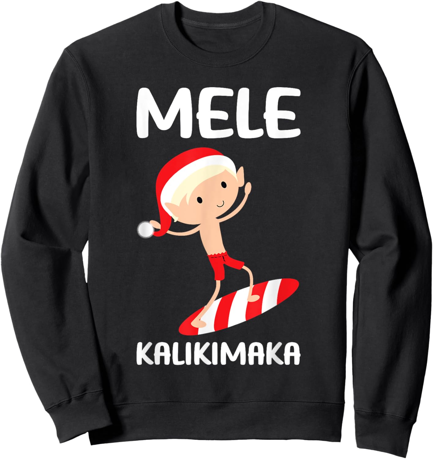 Mele Kalikimaka Hawaiian Christmas Surfing Kids Boys Hawaii Sweatshirt - Sweatshirt | Black