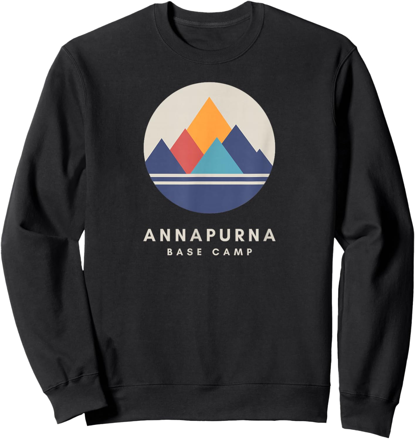 Minimalistic Annapurna Base Camp Mountain Motif Hiking Sweatshirt - Sweatshirt | Black