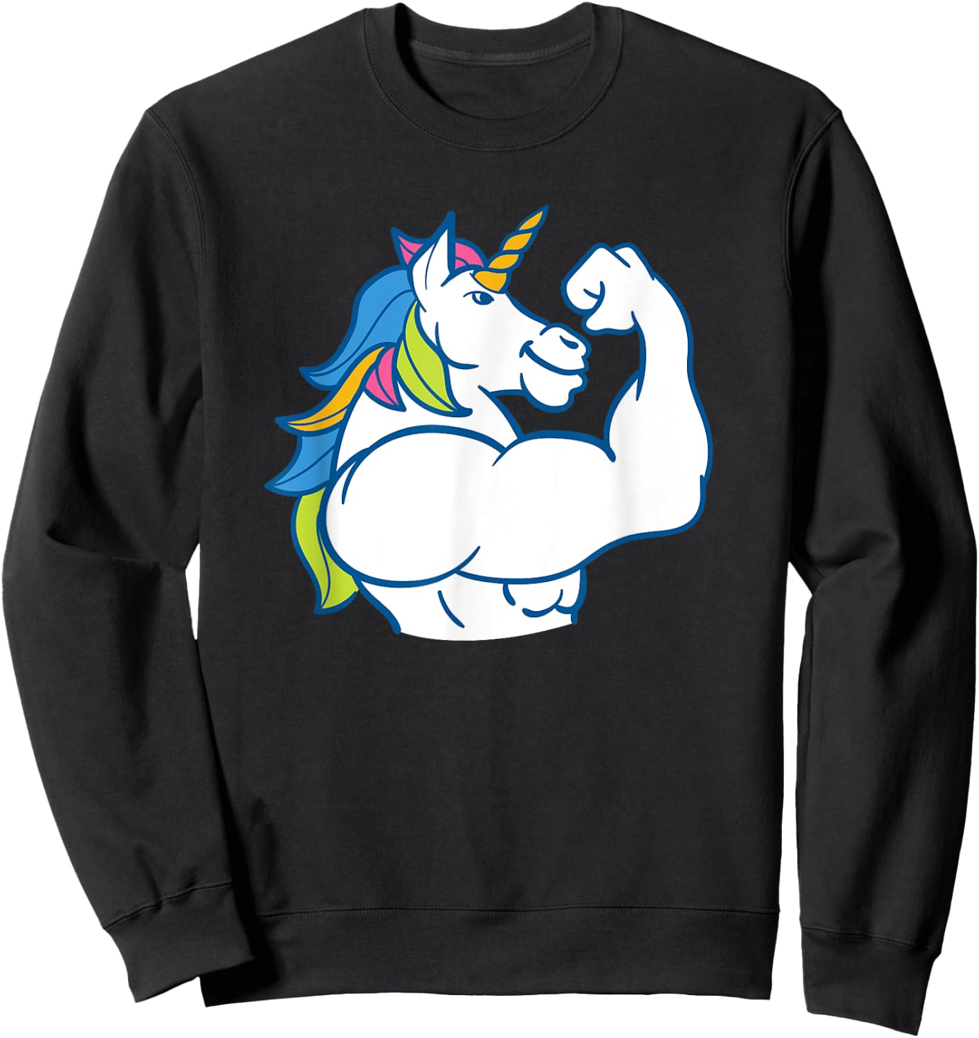 Muscular Unicorn - Funny Magical Fitness Bodybuilder Dad Sweatshirt - Sweatshirt | Black
