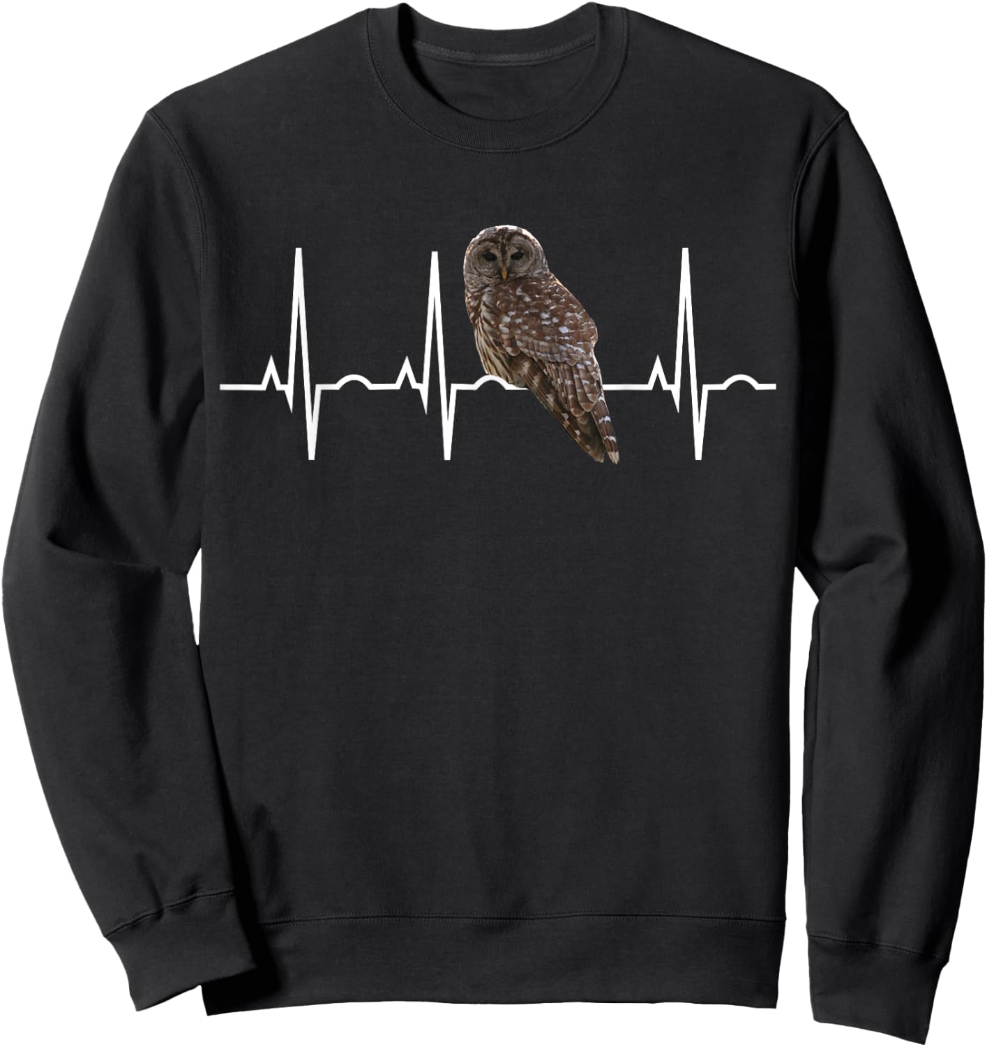 Barred Owl Shirt - Birder Heartbeat Gift Bird Lovers Sweatshirt - Sweatshirt | Black