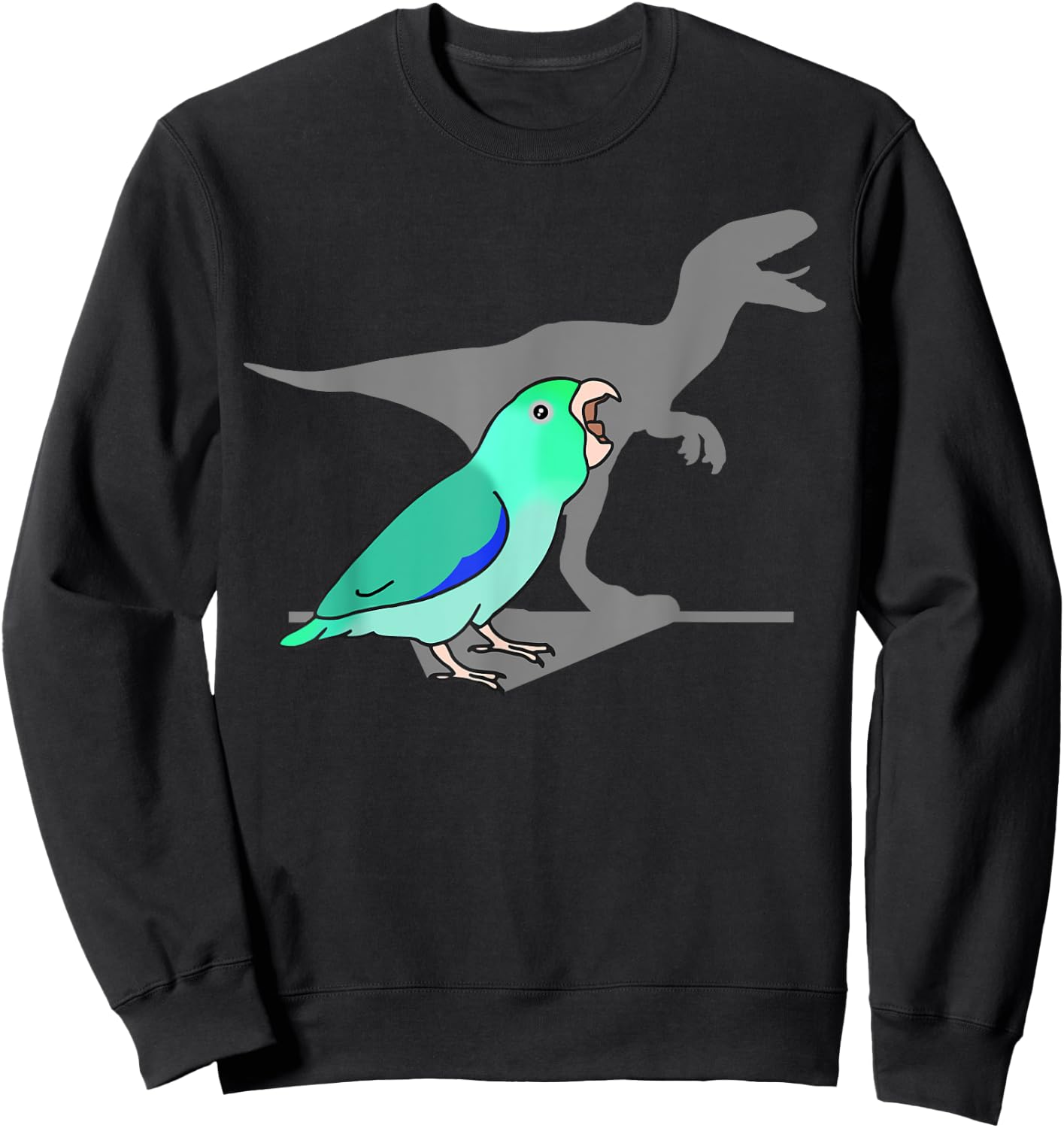 Velociraptor turquoise Parrotlet, Dinosaur Parrot Birb memes Sweatshirt - Sweatshirt | Black