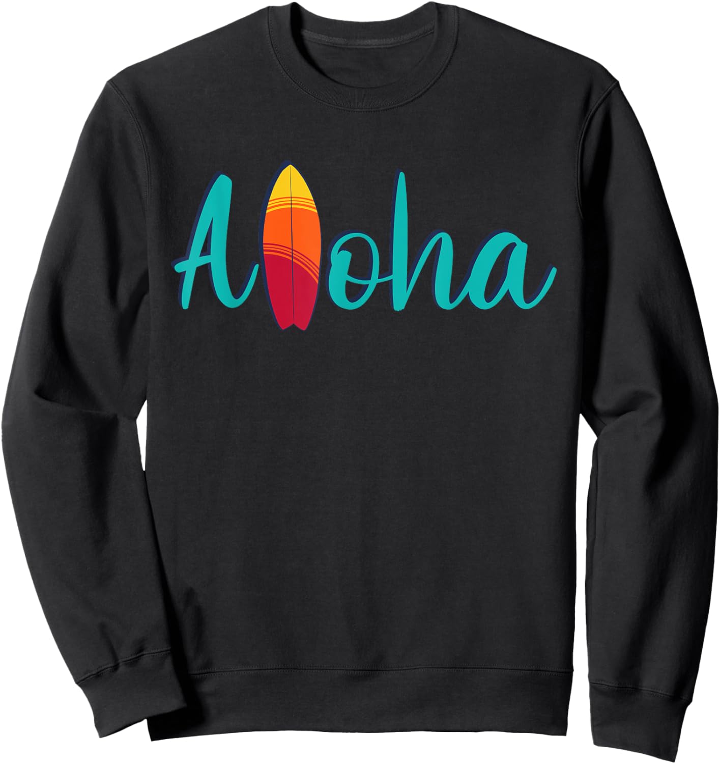 Aloha Hawaiian Hawaii Tropical Beach Surf Sweatshirt - Sweatshirt | Black