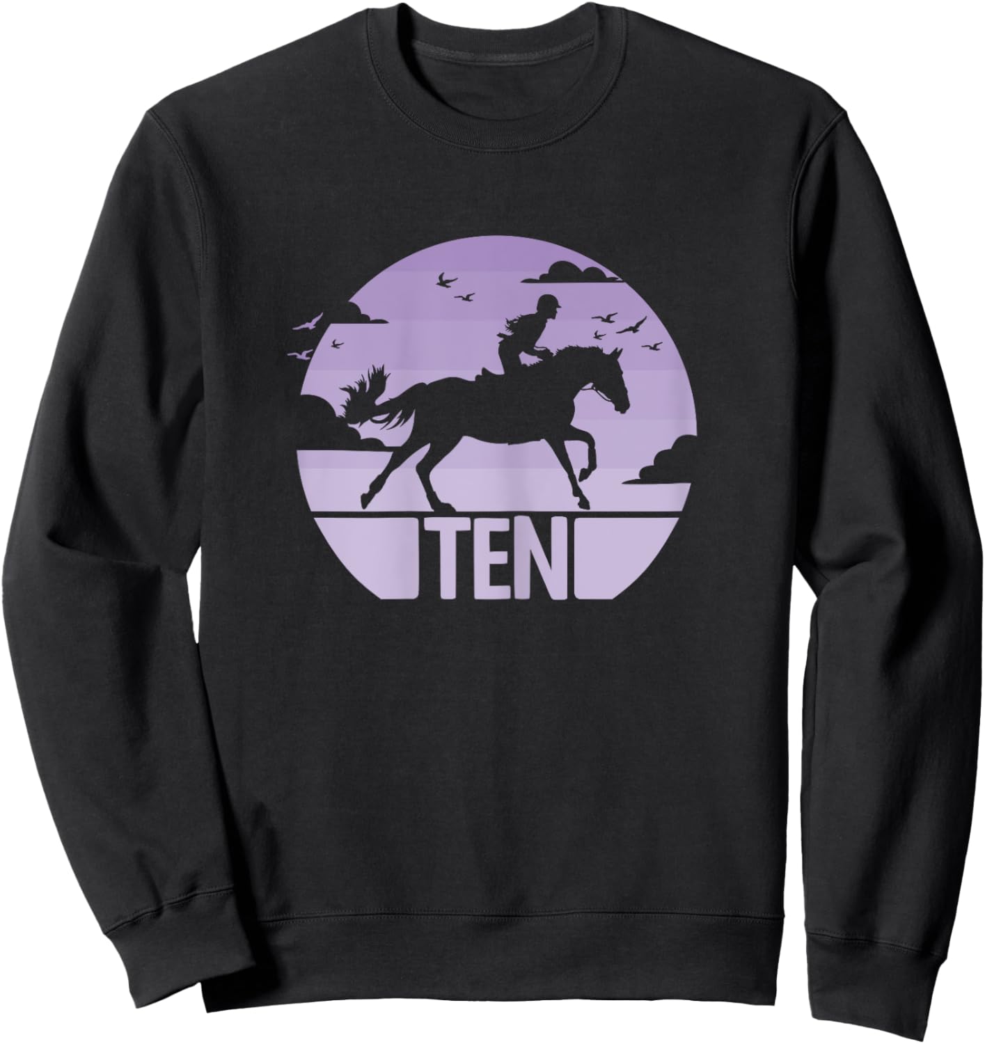 10th Birthday Horse Riding Girl 10 Years Girl Horse Birthday Sweatshirt - Sweatshirt | Black