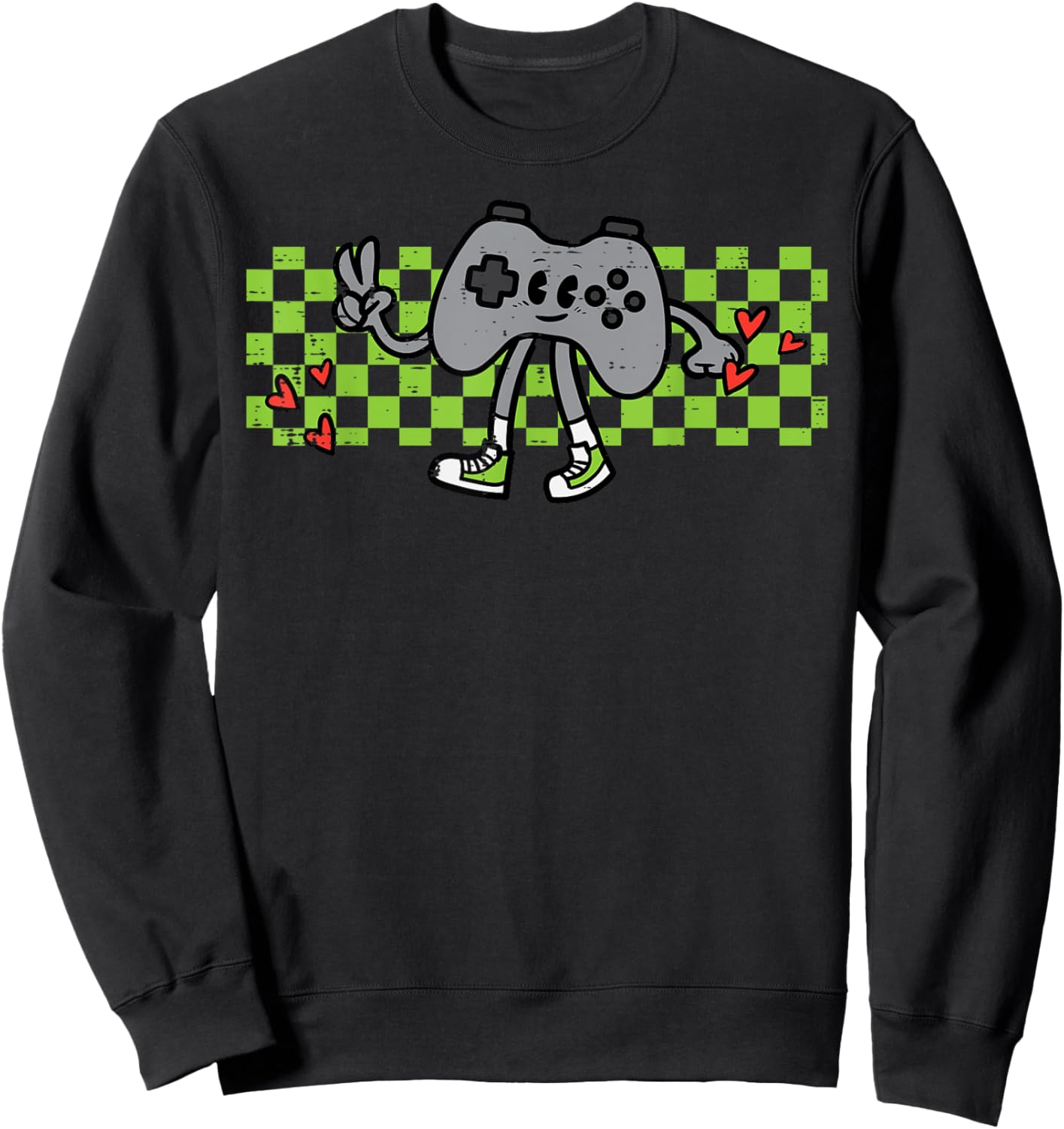Gamer Controller Peace Retro Gaming Groovy Men Boys Kids Sweatshirt - Sweatshirt | Black