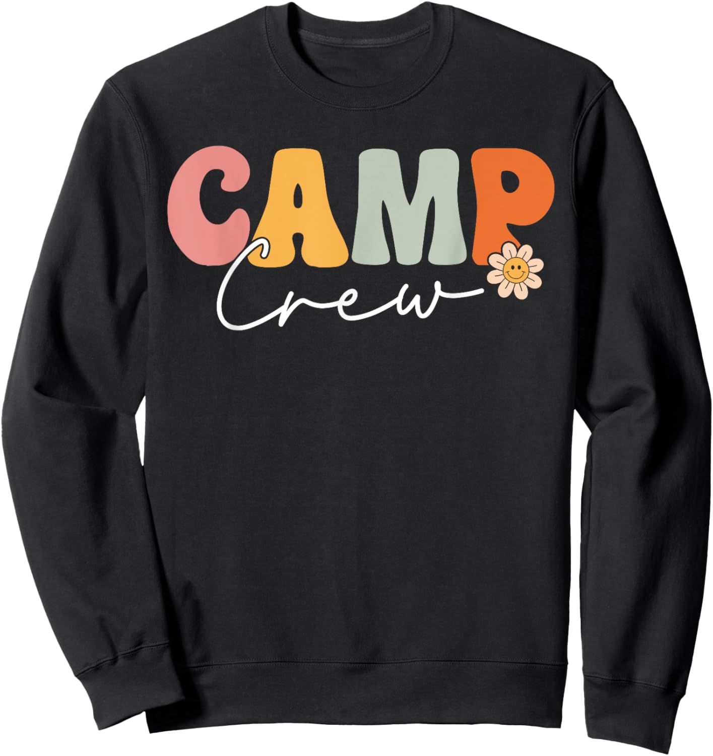 Camp Crew Team Retro Groovy Vintage First Day Of School Sweatshirt - Sweatshirt | Black