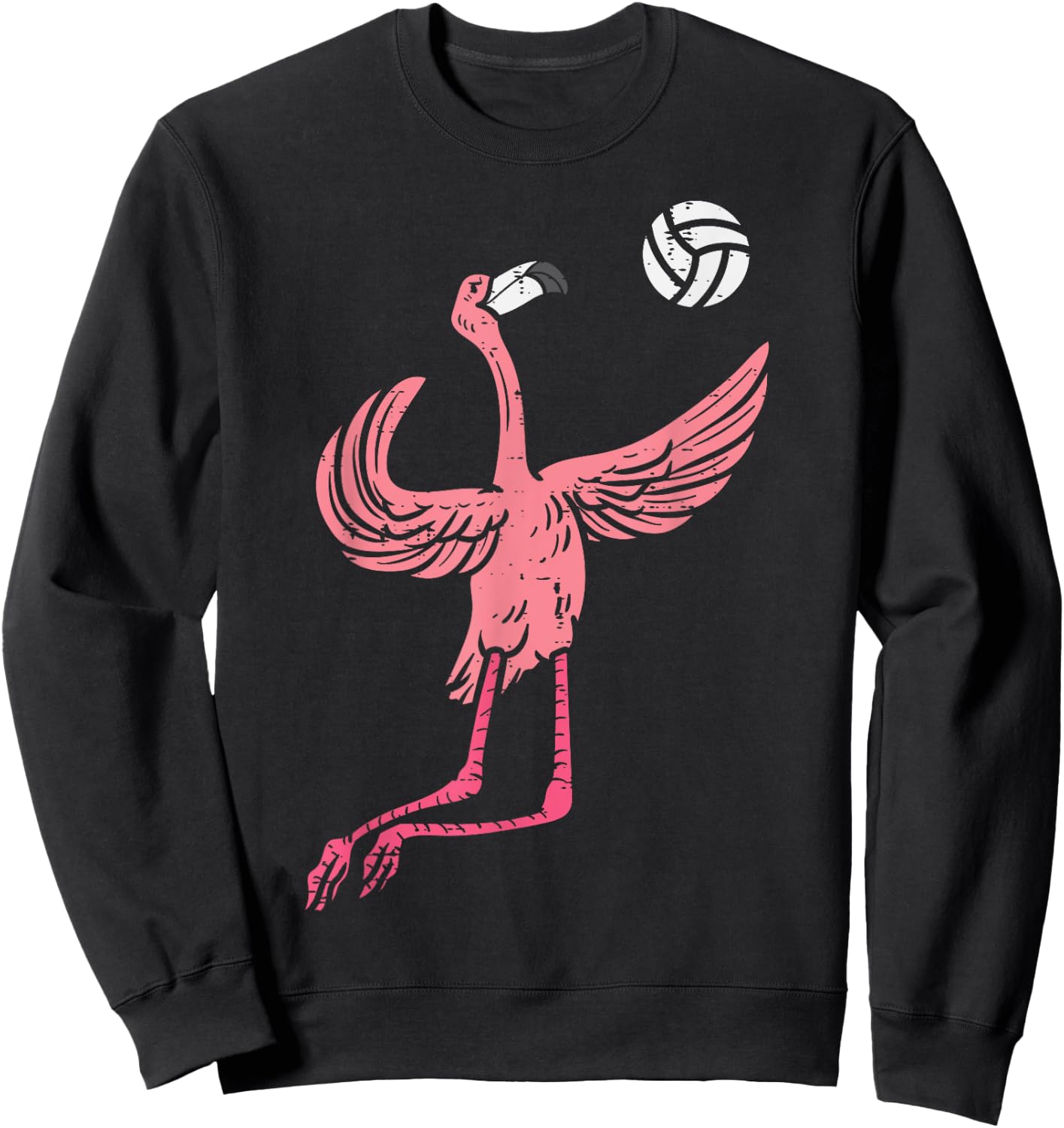Flamingo Volleyball Spike Serve Player Spiker Women Men Sweatshirt - Sweatshirt | Black