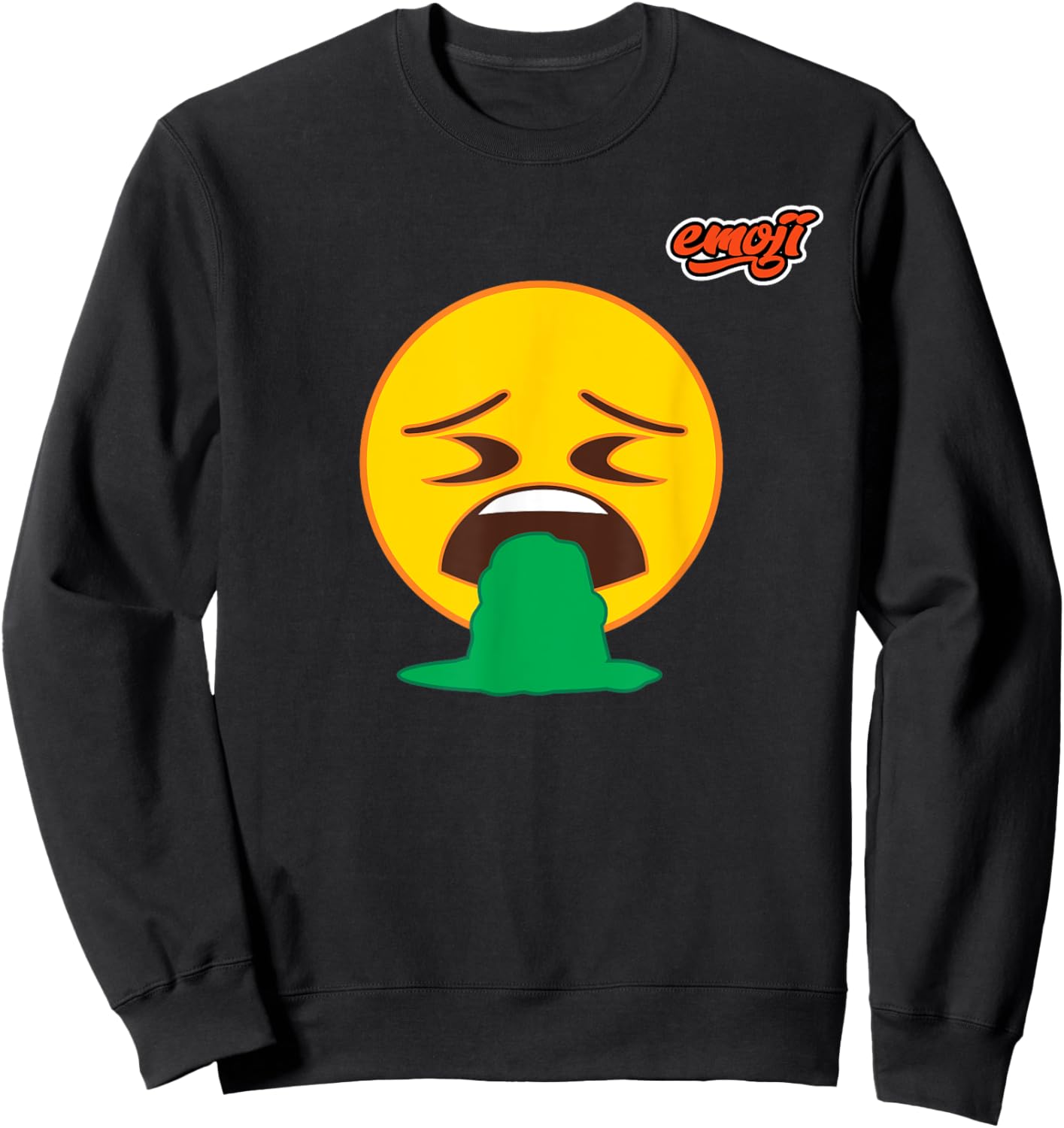 nauseous face vomiting Flat Sweatshirt - Sweatshirt | Black