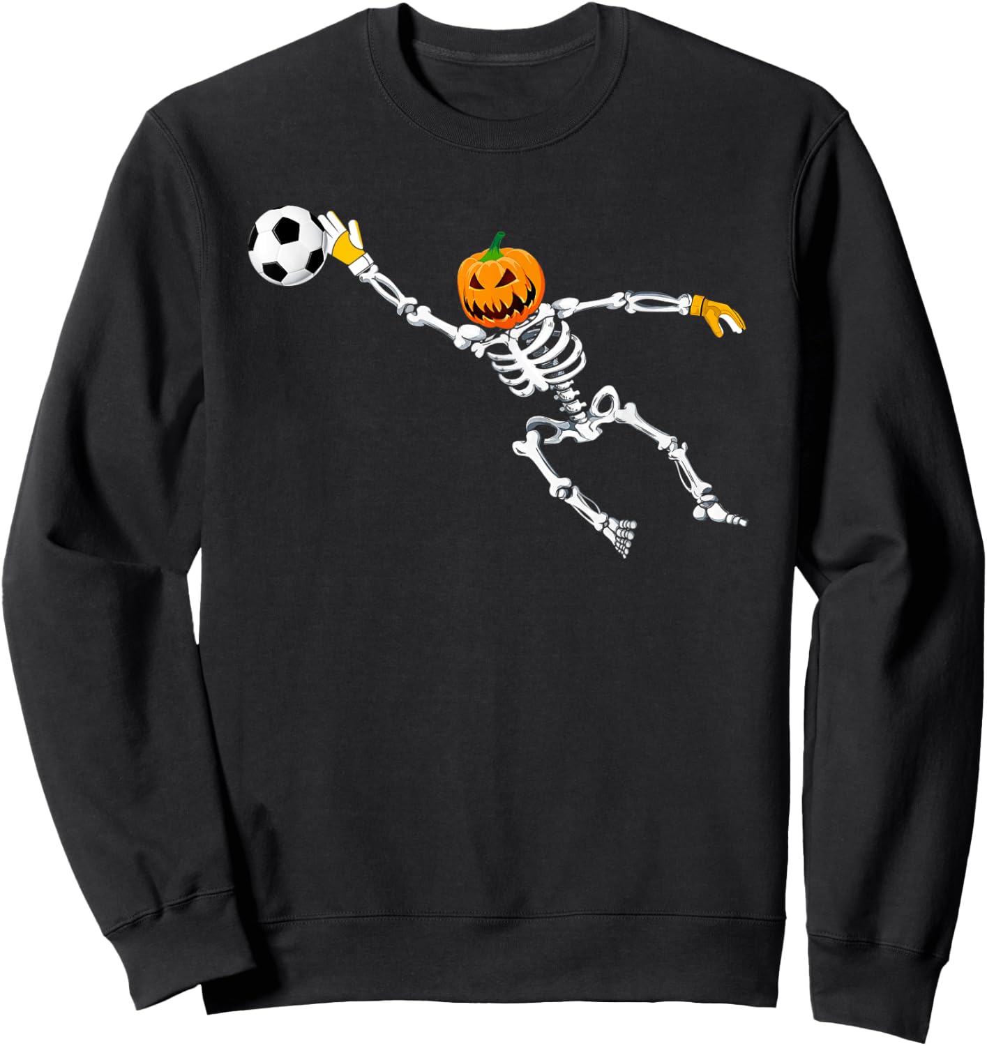 Skeleton Soccer Goalkeeper Halloween Pumpkin Goalie Sweatshirt - Sweatshirt | Black