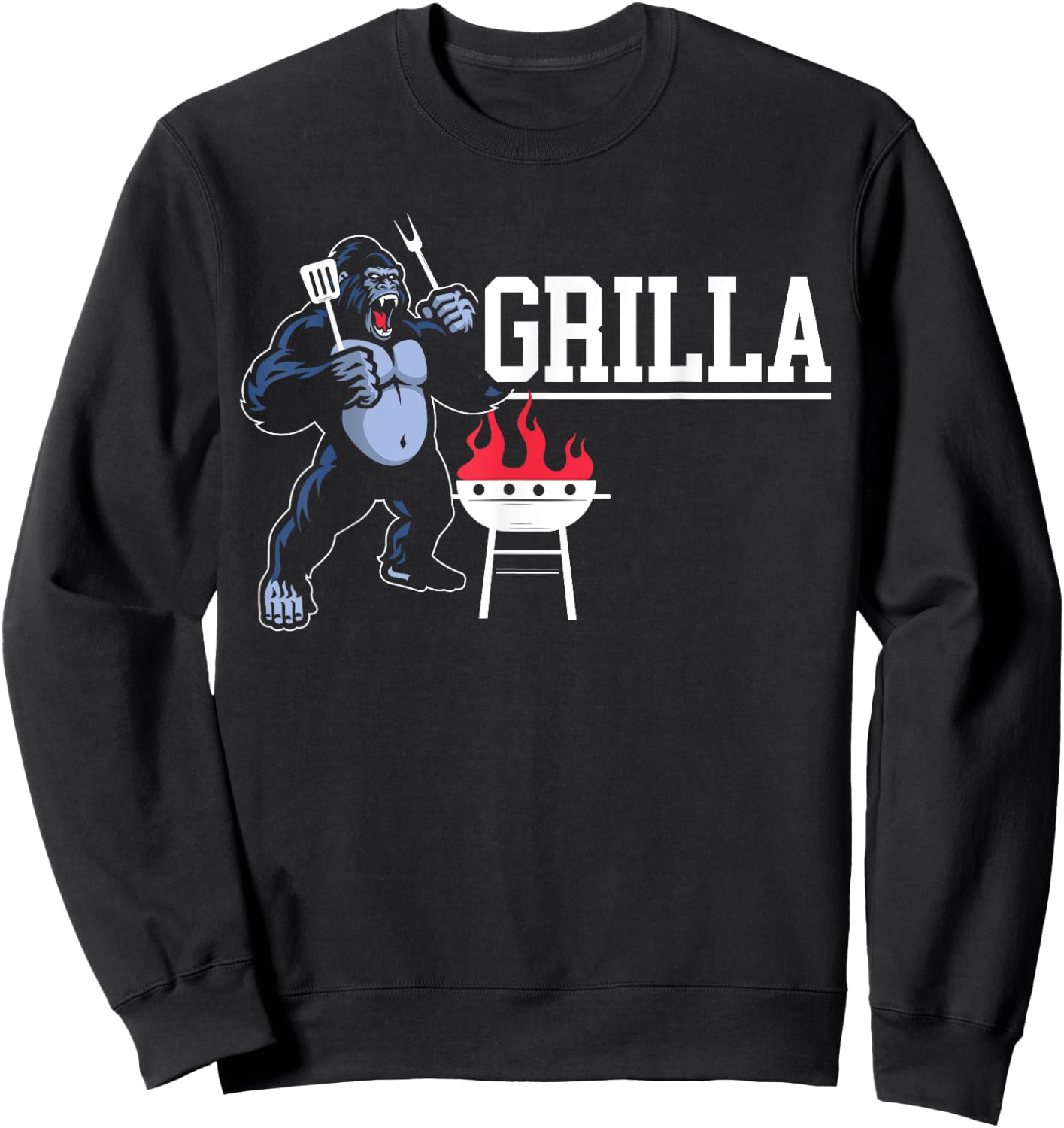 Gorilla BBQ Grilla Grilling Grillmaster Barbecue Sweatshirt - Sweatshirt | Black