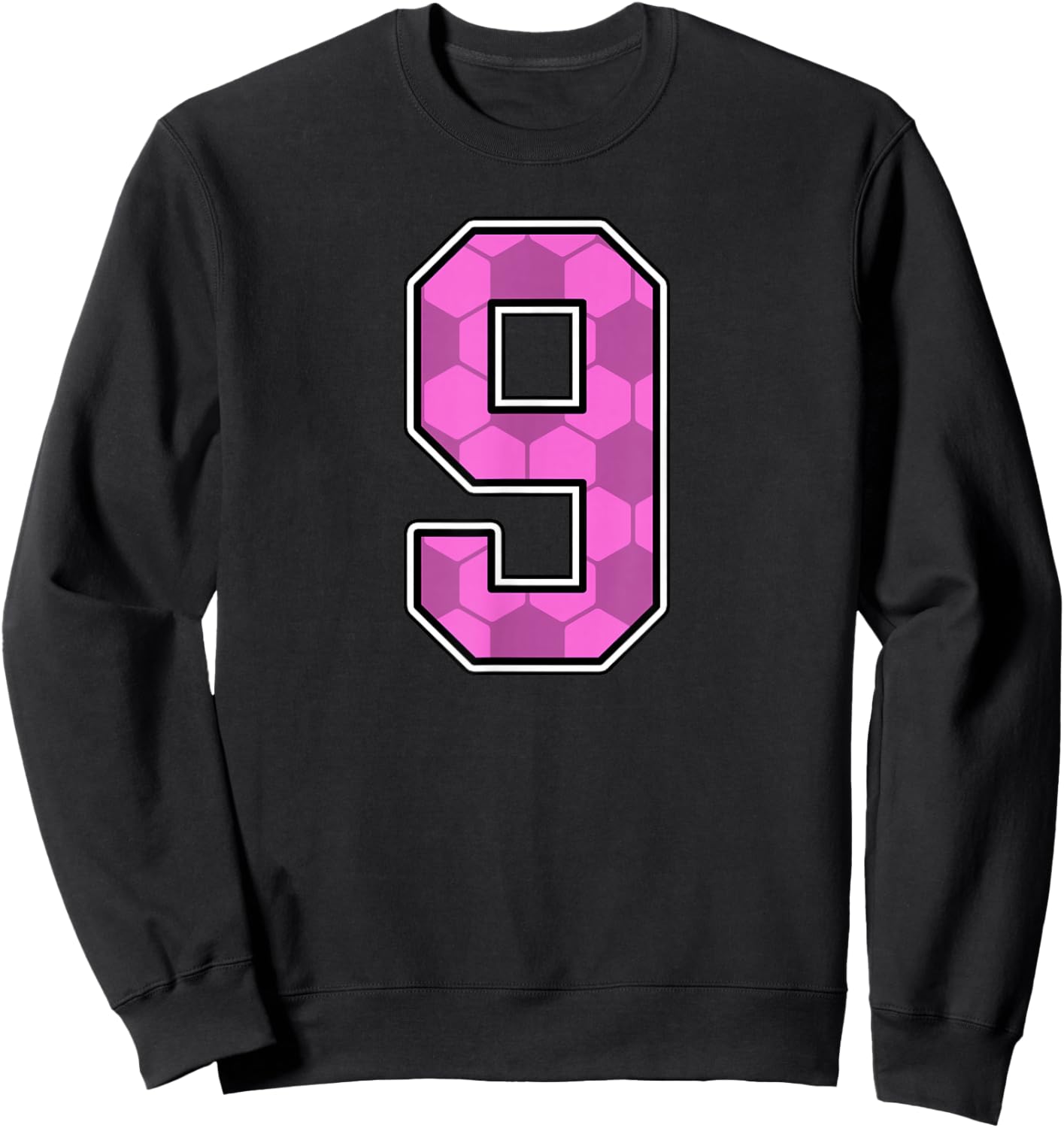 Pink Soccer Pattern Number 9 Jersey Player Uniform #9 Sweatshirt - Sweatshirt | Black