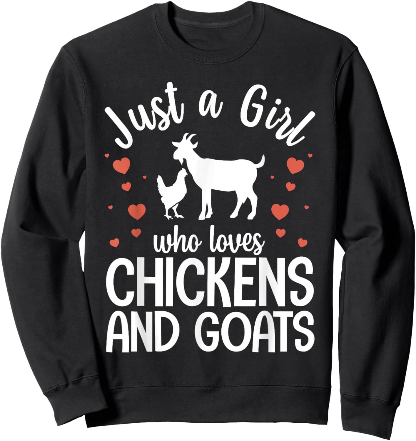 Cool Chicken Goat Design Girls Pygmy Goat Lover Sweatshirt - Sweatshirt | Black