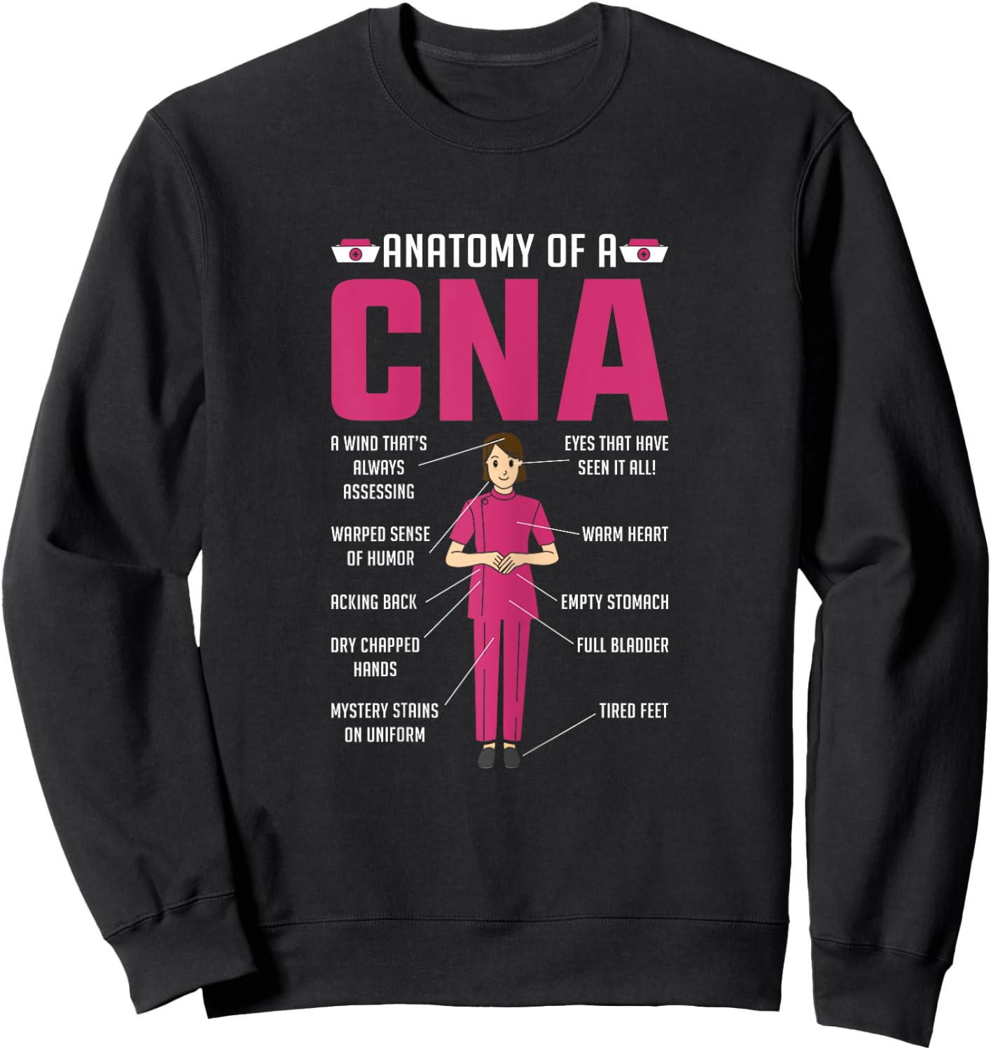 Anatomy of a Cna Nurse Day Nursing Sweatshirt - Sweatshirt | Black