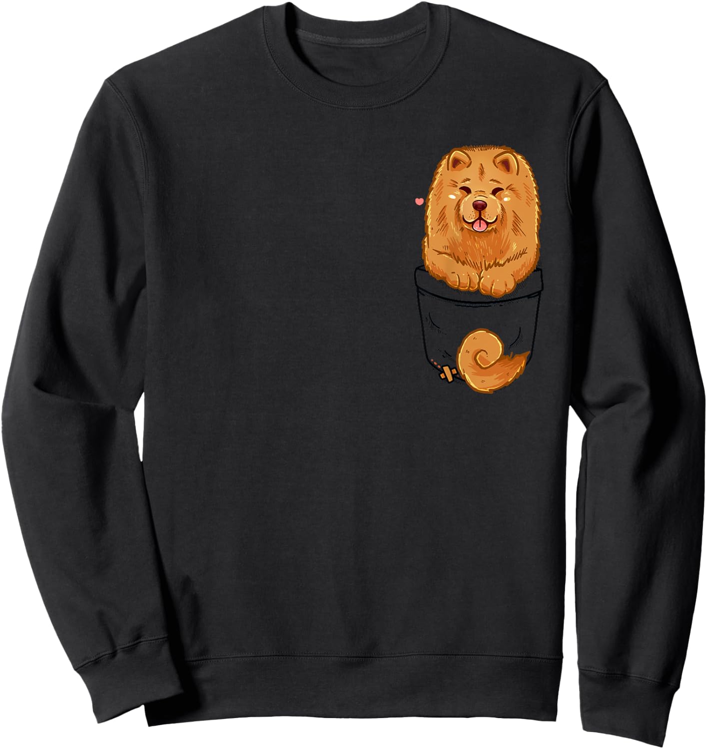 Pocket Cute Chow Chow Puppy Dog Sweatshirt - Sweatshirt | Black