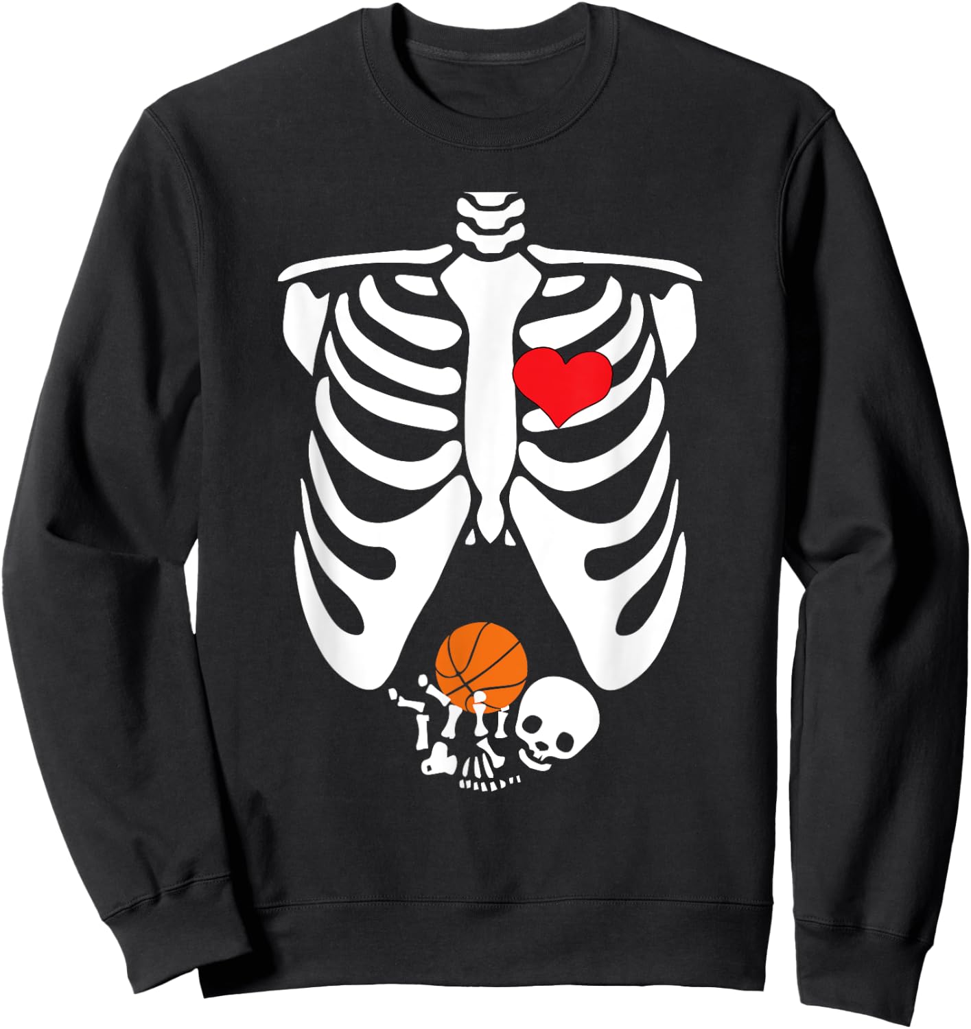 Funny Skeleton Baby Pregnant Halloween Basketball Sweatshirt - Sweatshirt | Black