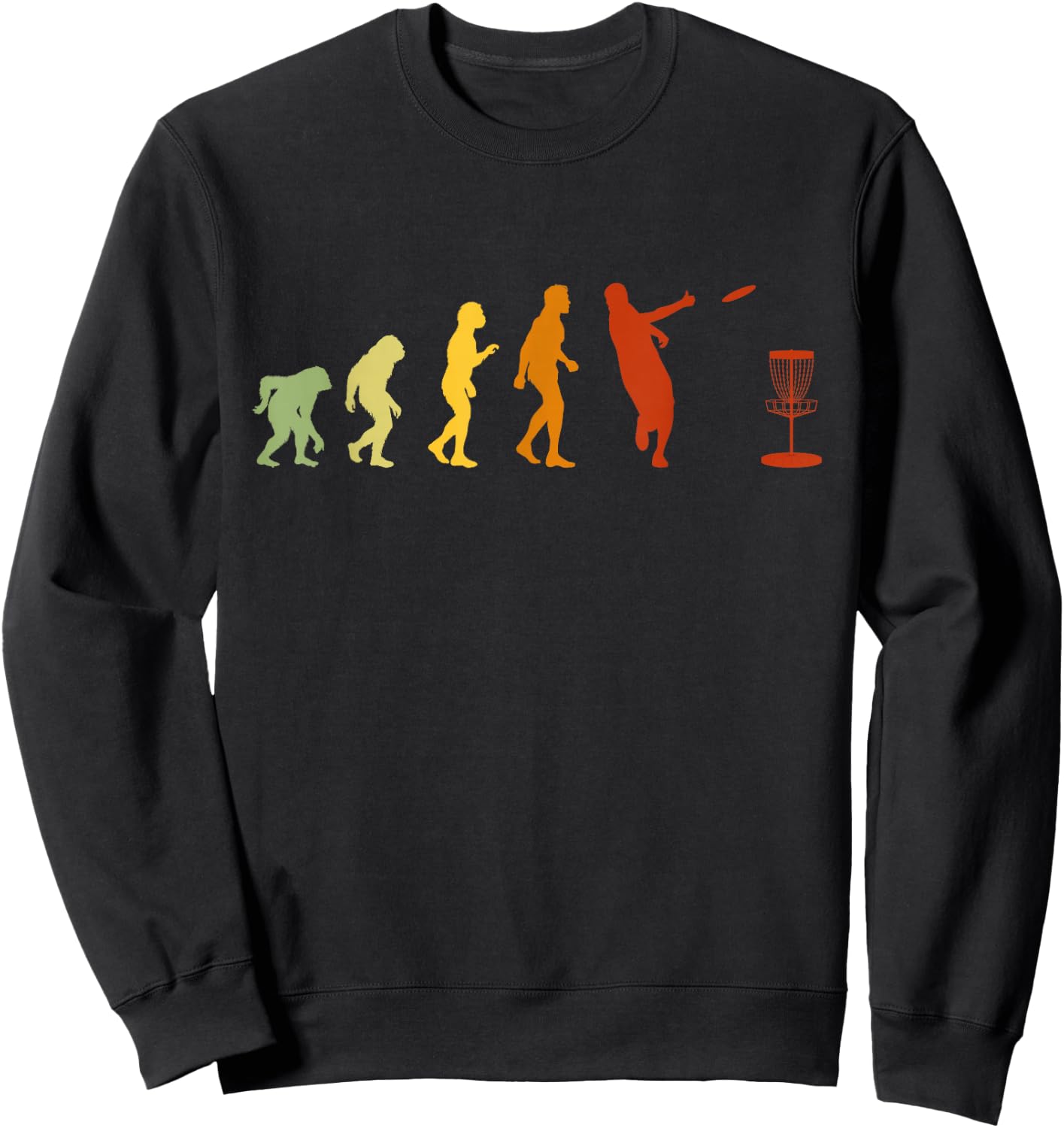 Disc Golf Evolution, Funny Frolf Golf Basket Sweatshirt - Sweatshirt | Black