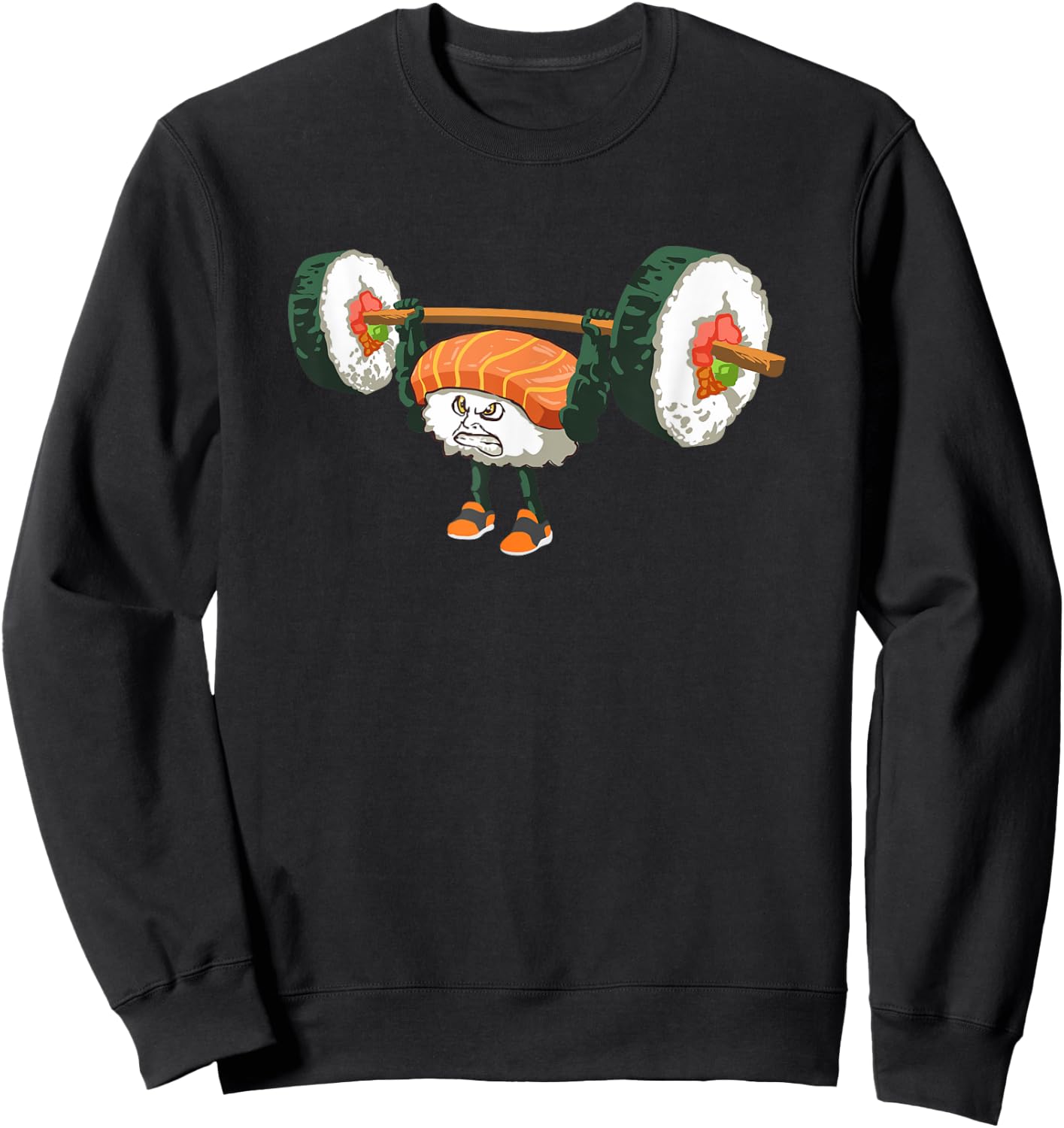 Funny Bodybuilder Sushi Lifting Weights Gift Sweatshirt - Sweatshirt | Black