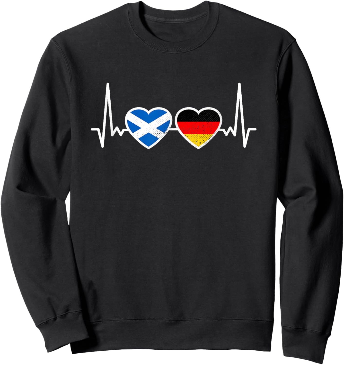 Schottland Deutschland Vintage Herzschlag Flagge Schotte Sweatshirt - Sweatshirt | Black