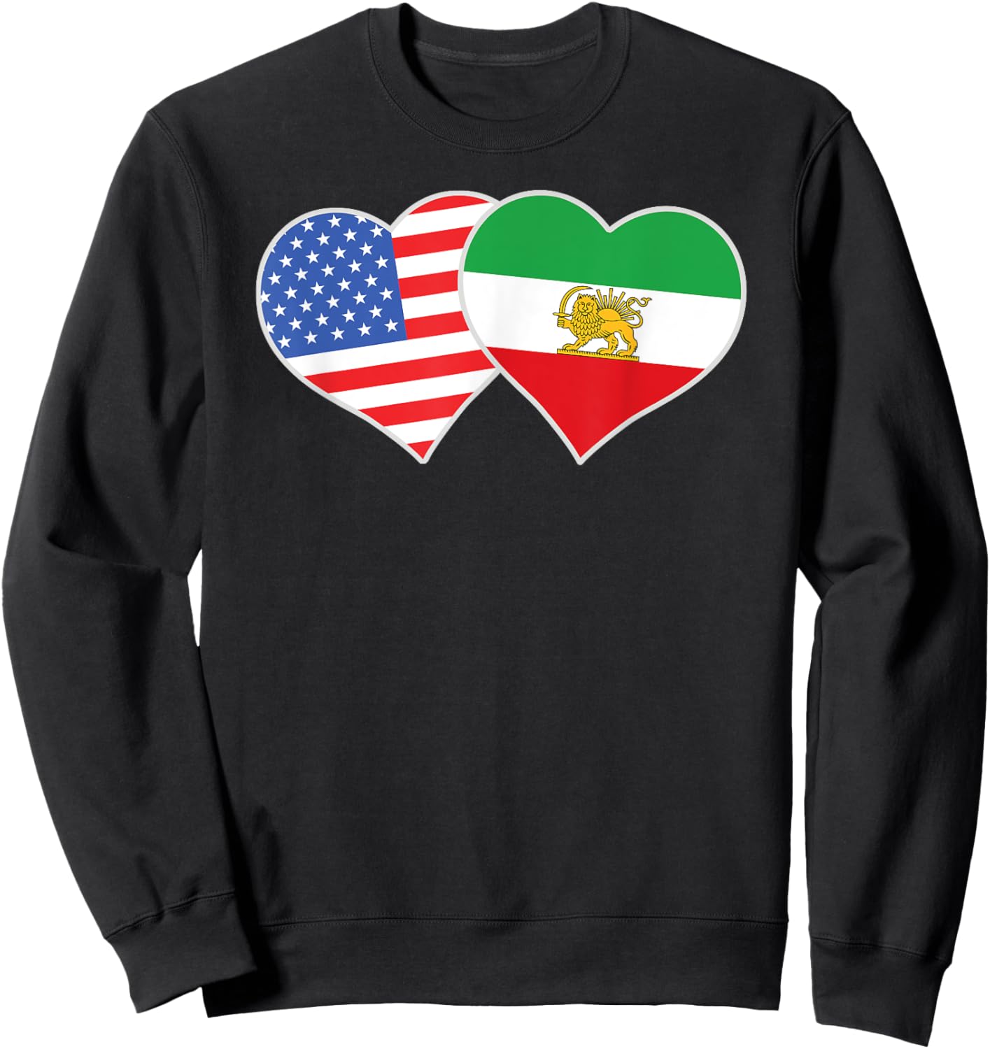 Persian American Flag Heart Love Persia USA Sweatshirt - Sweatshirt | Black
