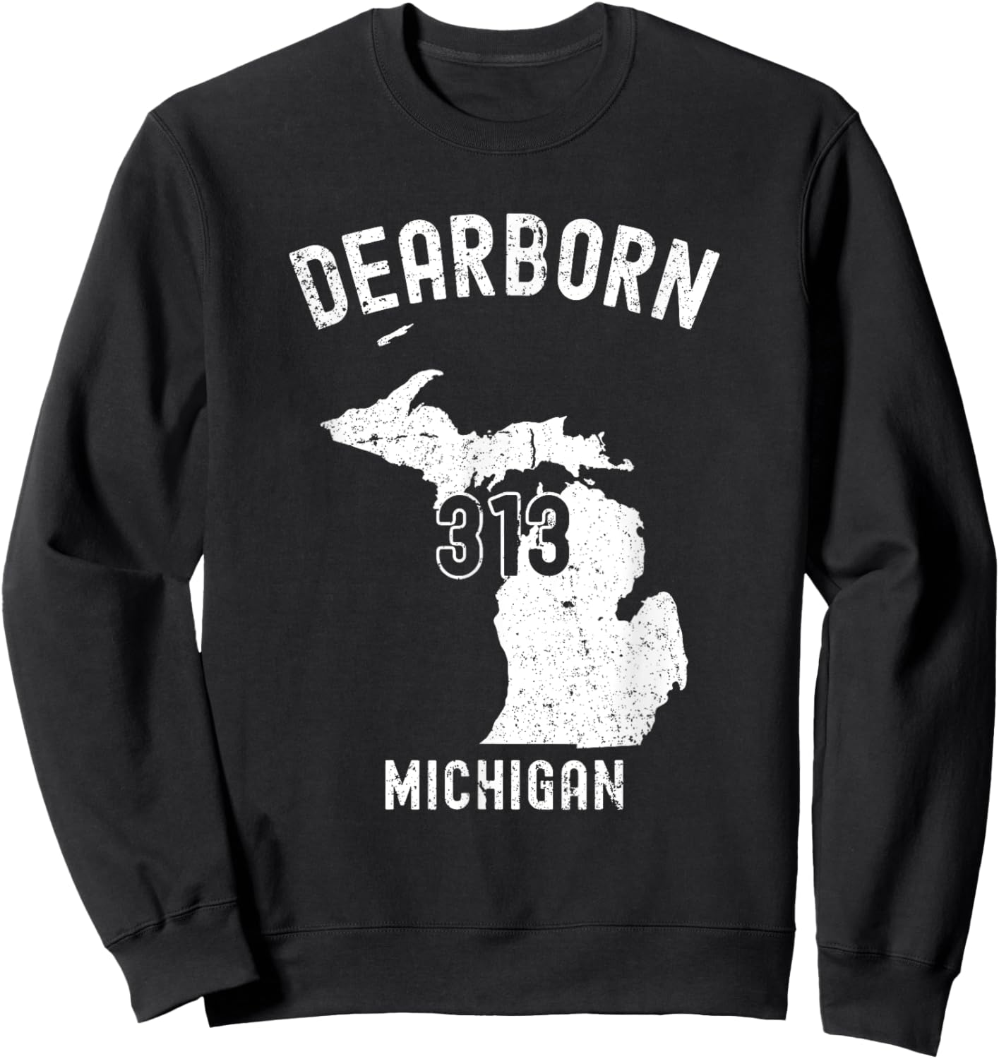 Dearborn Michigan MI 313 Vintage Athletic Style Sweatshirt - Sweatshirt | Black