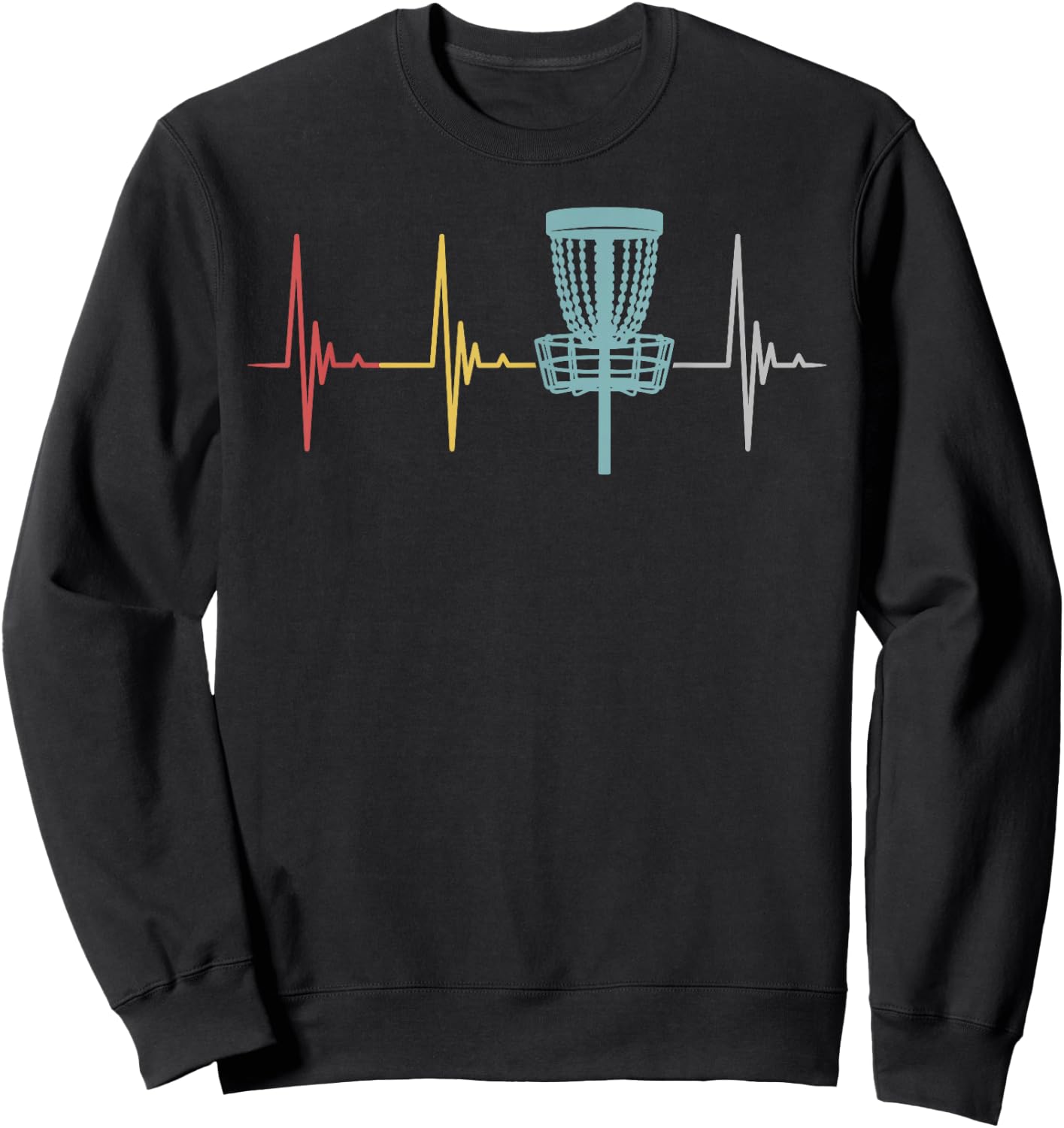 Disc golf retro heartbeat gift frisbee player par Gift Sweatshirt - Sweatshirt | Black