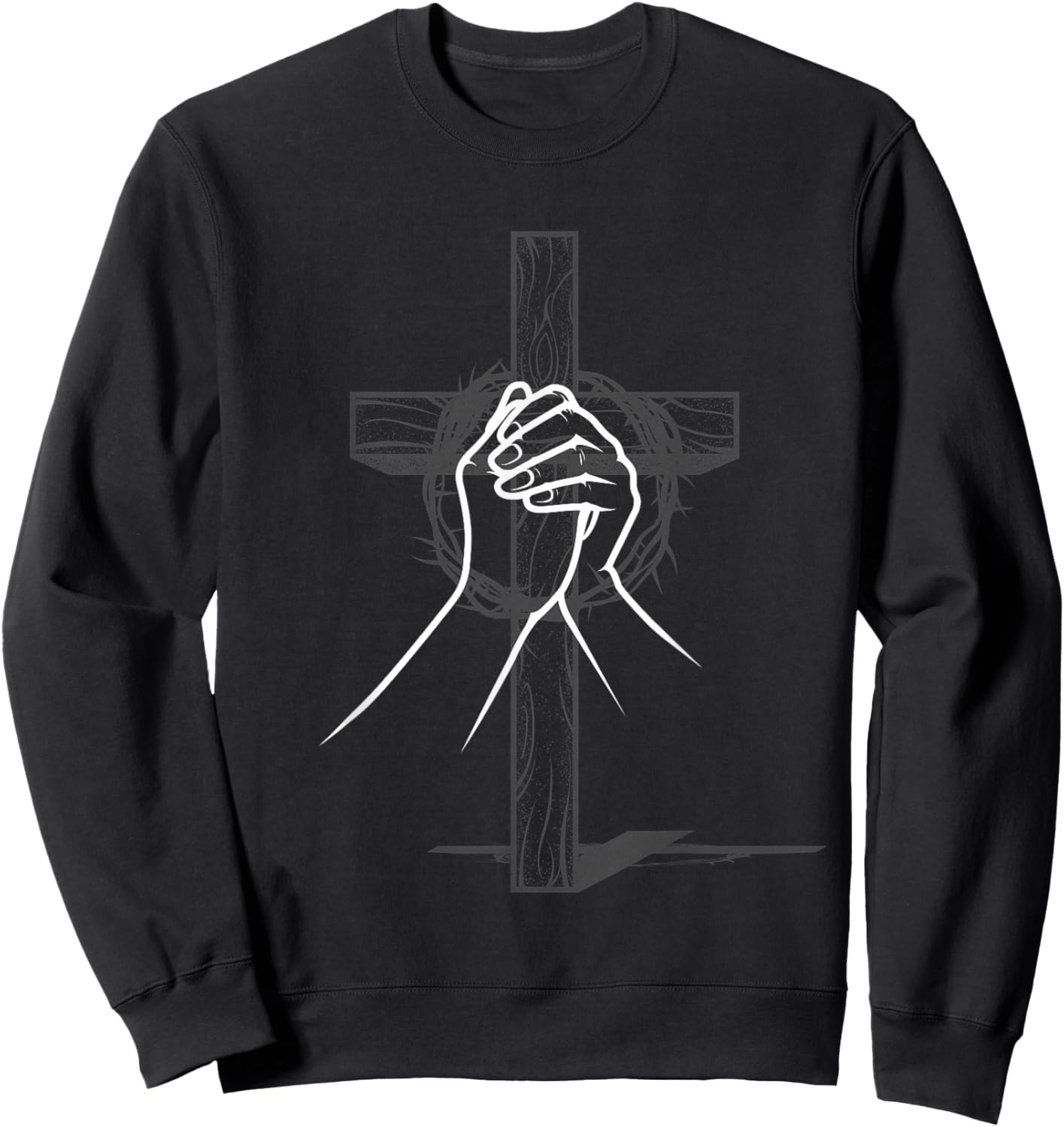 Cross Praying Hands Prayer Christian Gifts Sweatshirt - Sweatshirt | Black