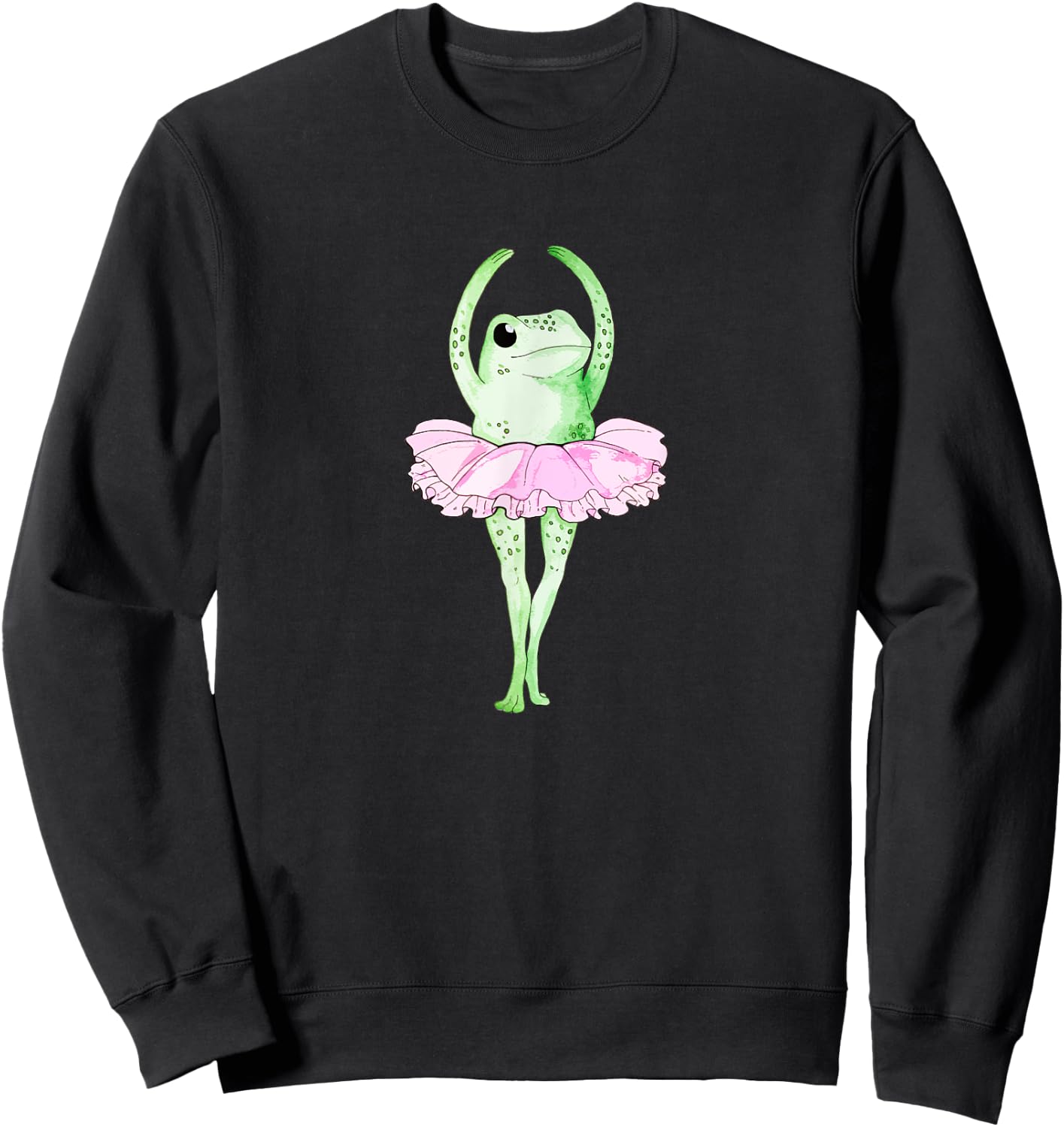 Aesthetic Frog dancing Ballerina Retro Sweatshirt - Sweatshirt | Black