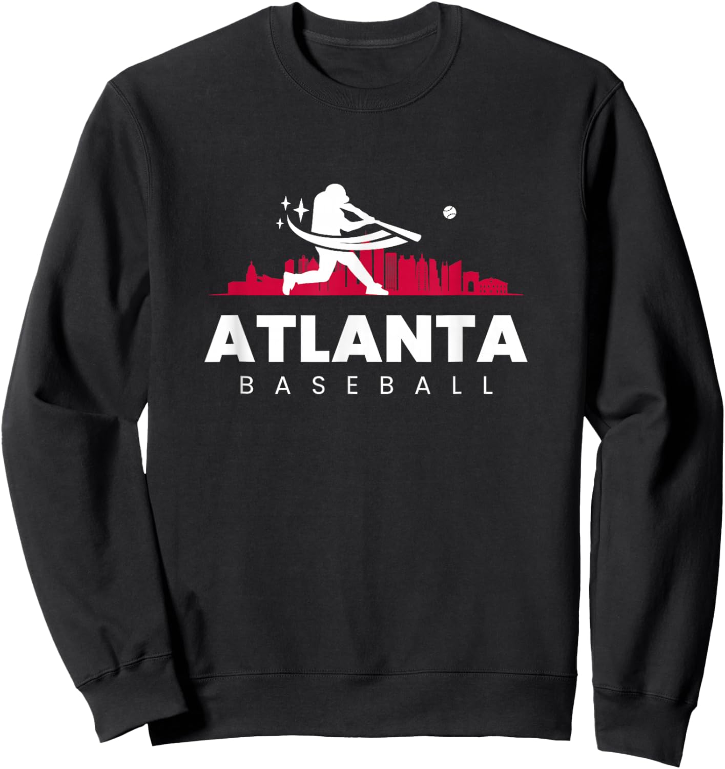 Atlanta Baseball Vintage Minimalist Retro Baseball Lover Sweatshirt - Sweatshirt | Black