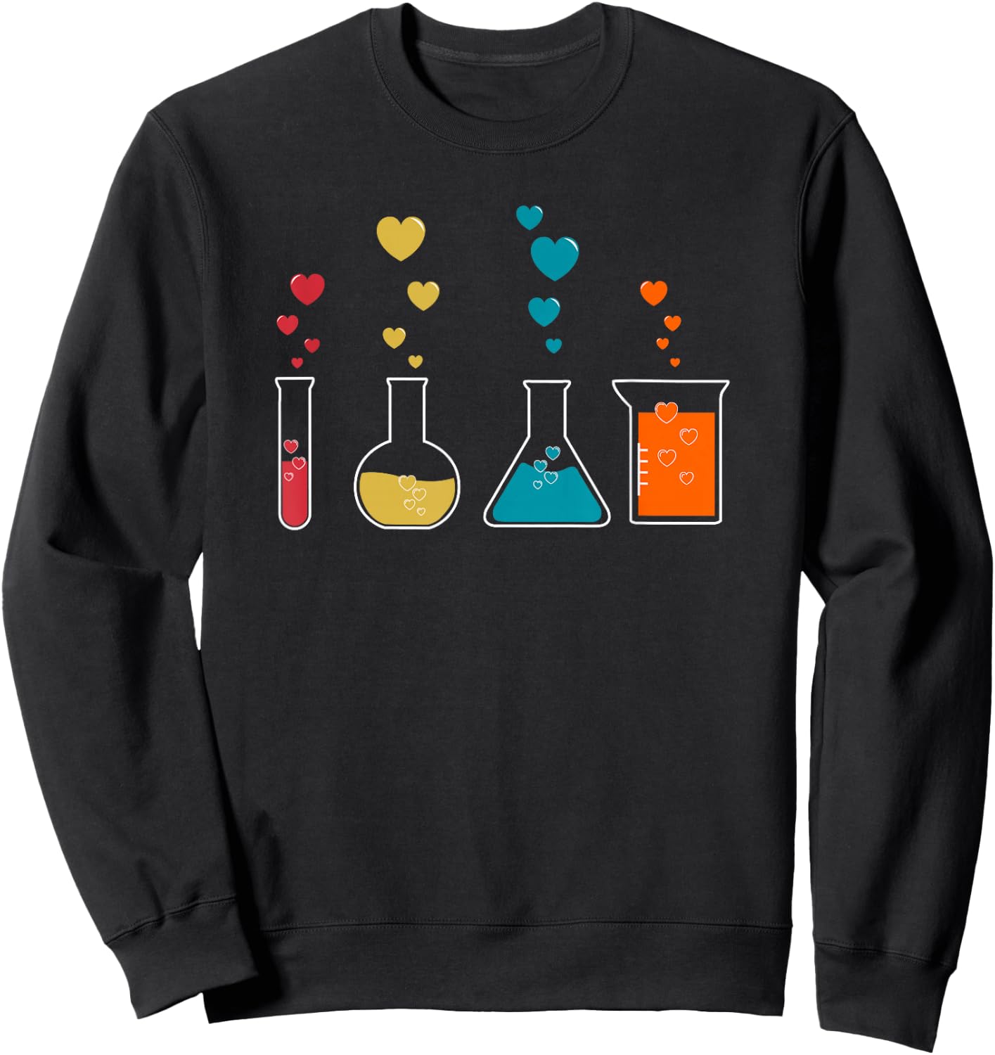 Cute Chemistry Hearts Science Valentines Gift Nerd Sweatshirt - Sweatshirt | Black