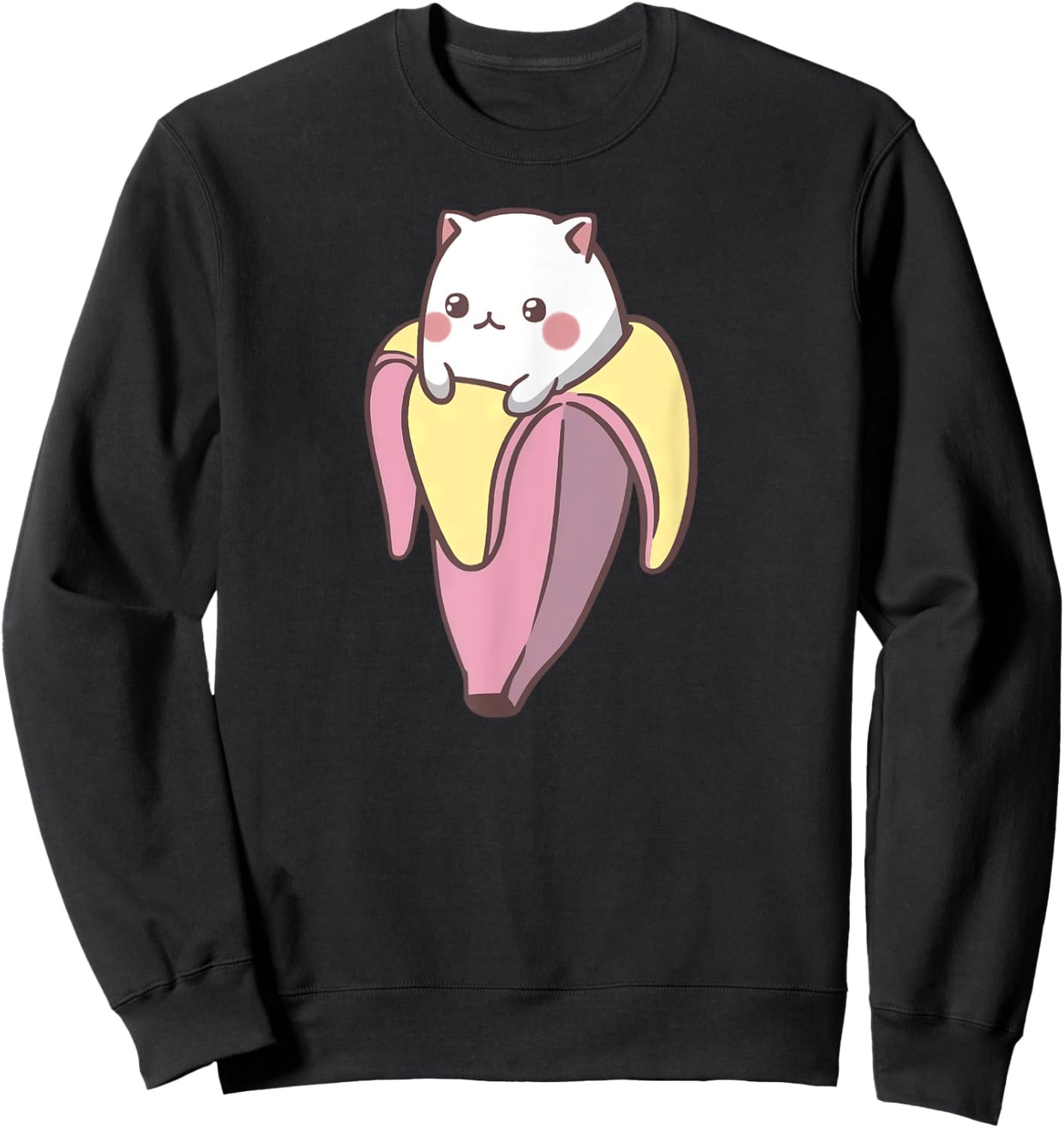 Banana Cat Funny Kawaii Bananya Gift Bday Sweatshirt - Sweatshirt | Black