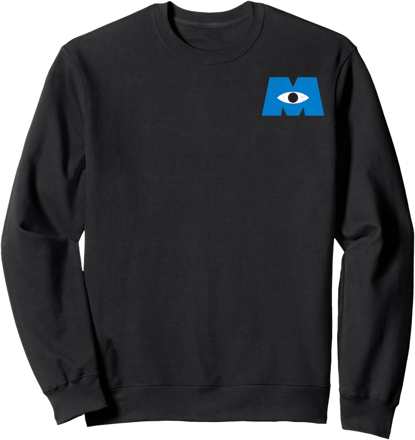 Disney Pixar Monsters, Inc. Classic Iconic Retro Pocket Logo Sweatshirt - Sweatshirt | Black