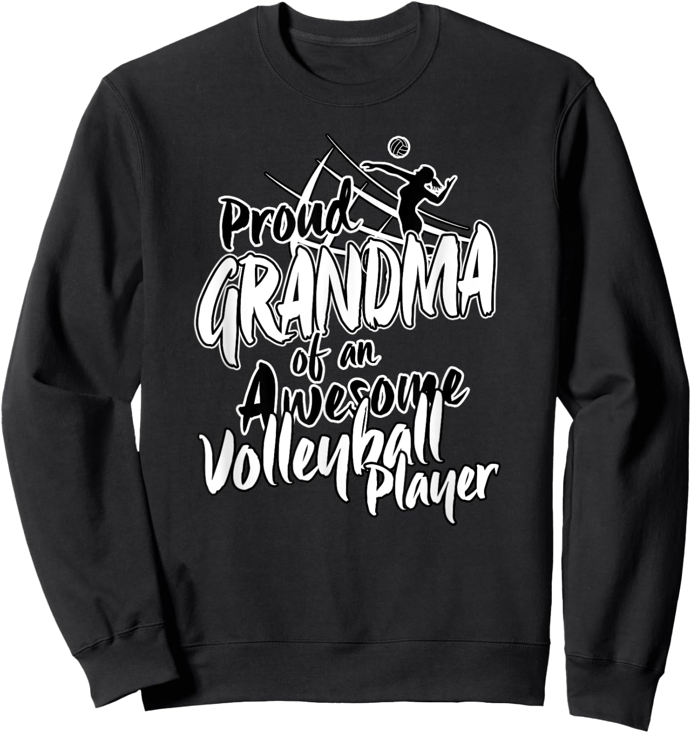Proud Volleyball Grandma Fan Matching Sports Family Women Sweatshirt - Sweatshirt | Black
