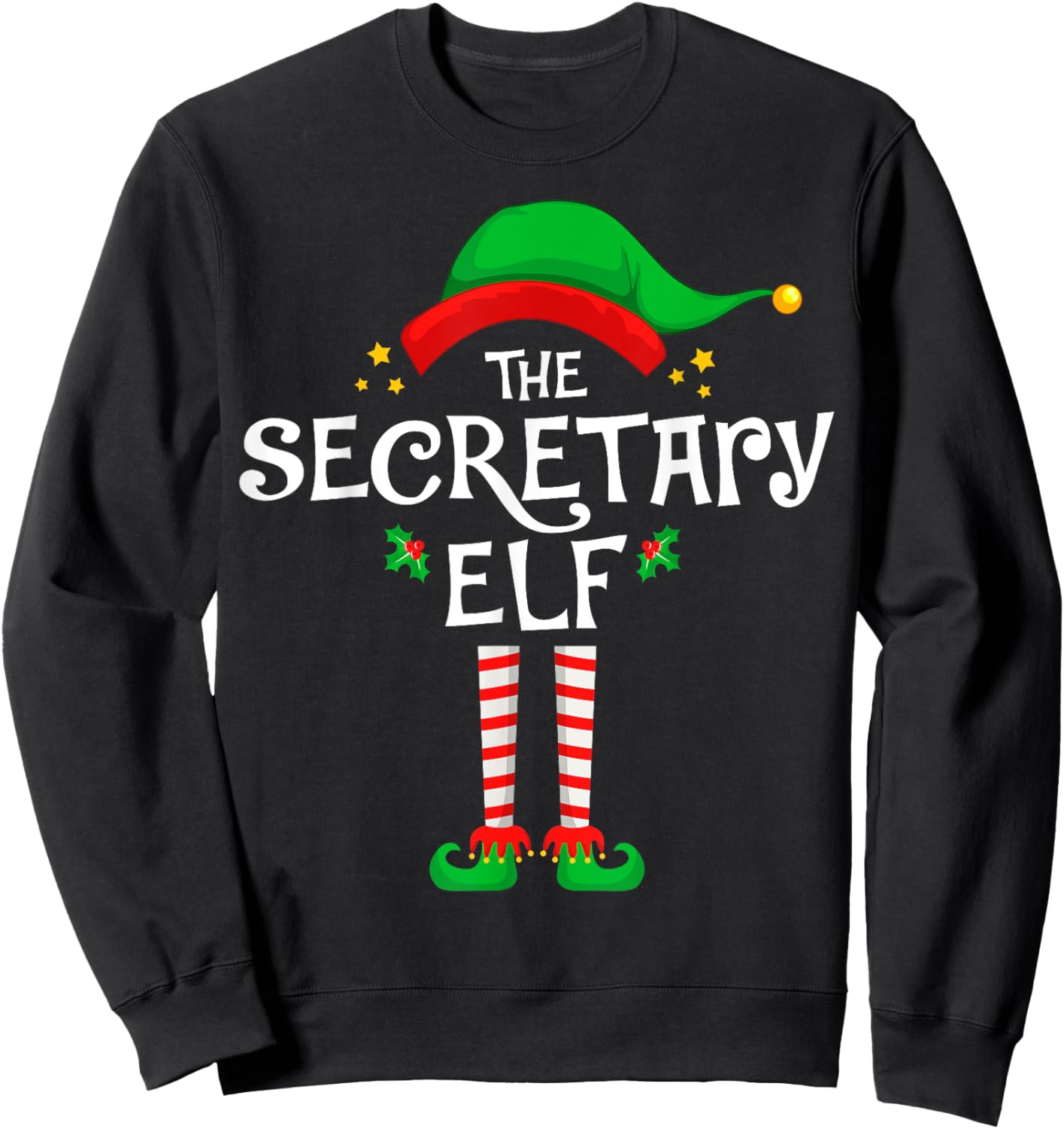 The Secretary Elf Christmas Family Matching Group Sweatshirt - Sweatshirt | Black