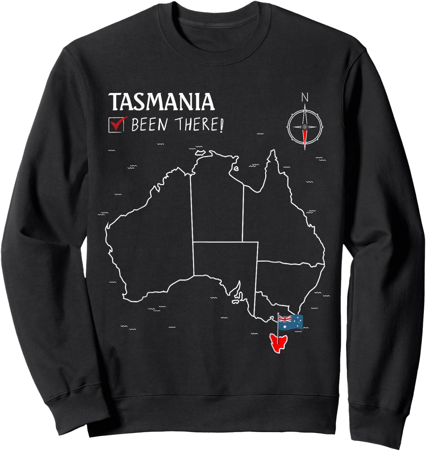 Tasmania Australian Flag Been There Check Off Map Tasmanian Sweatshirt - Sweatshirt | Black