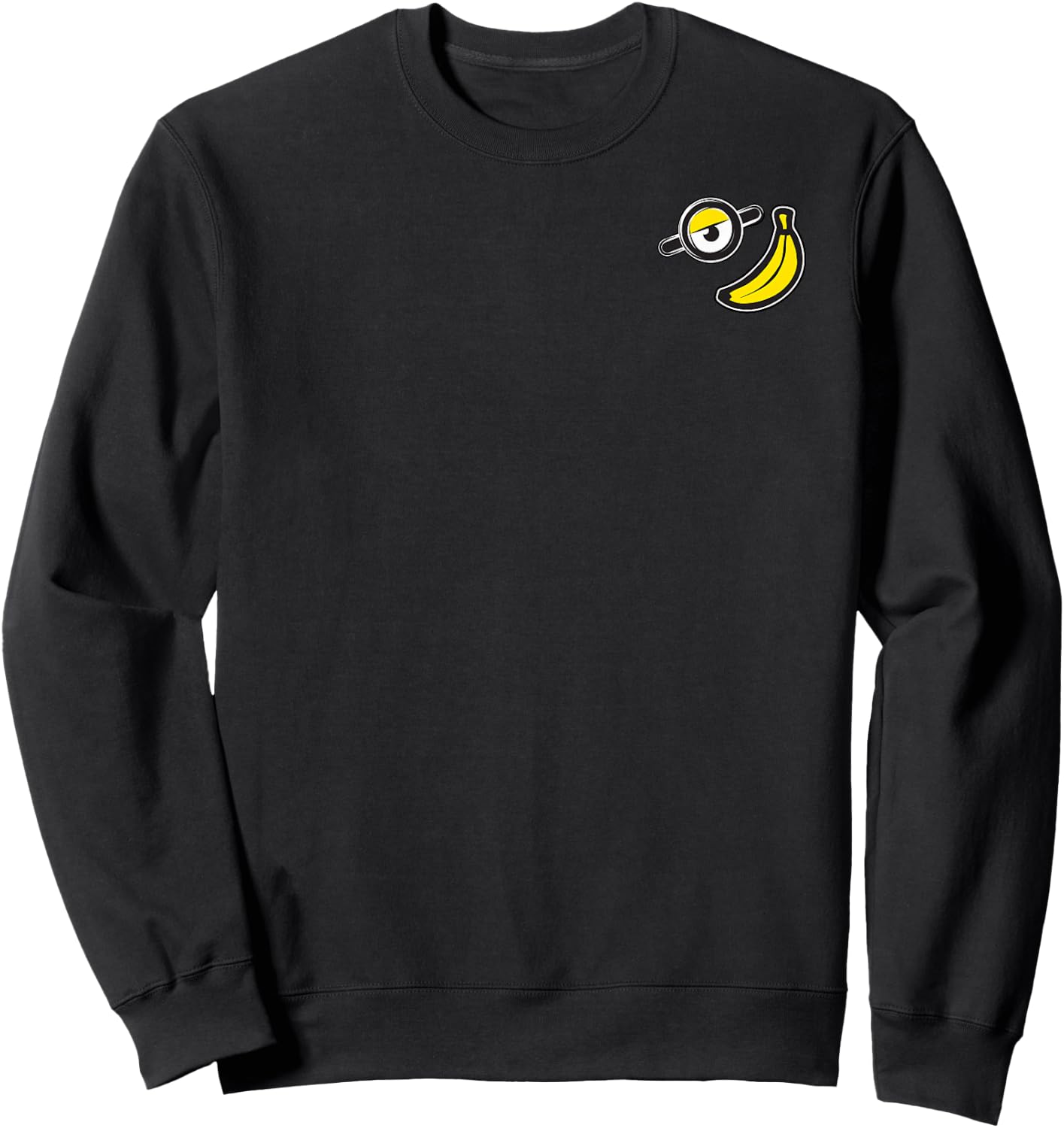 Despicable Me Minions Eye and Banana Patch Pocket Logo Sweatshirt - Sweatshirt | Black