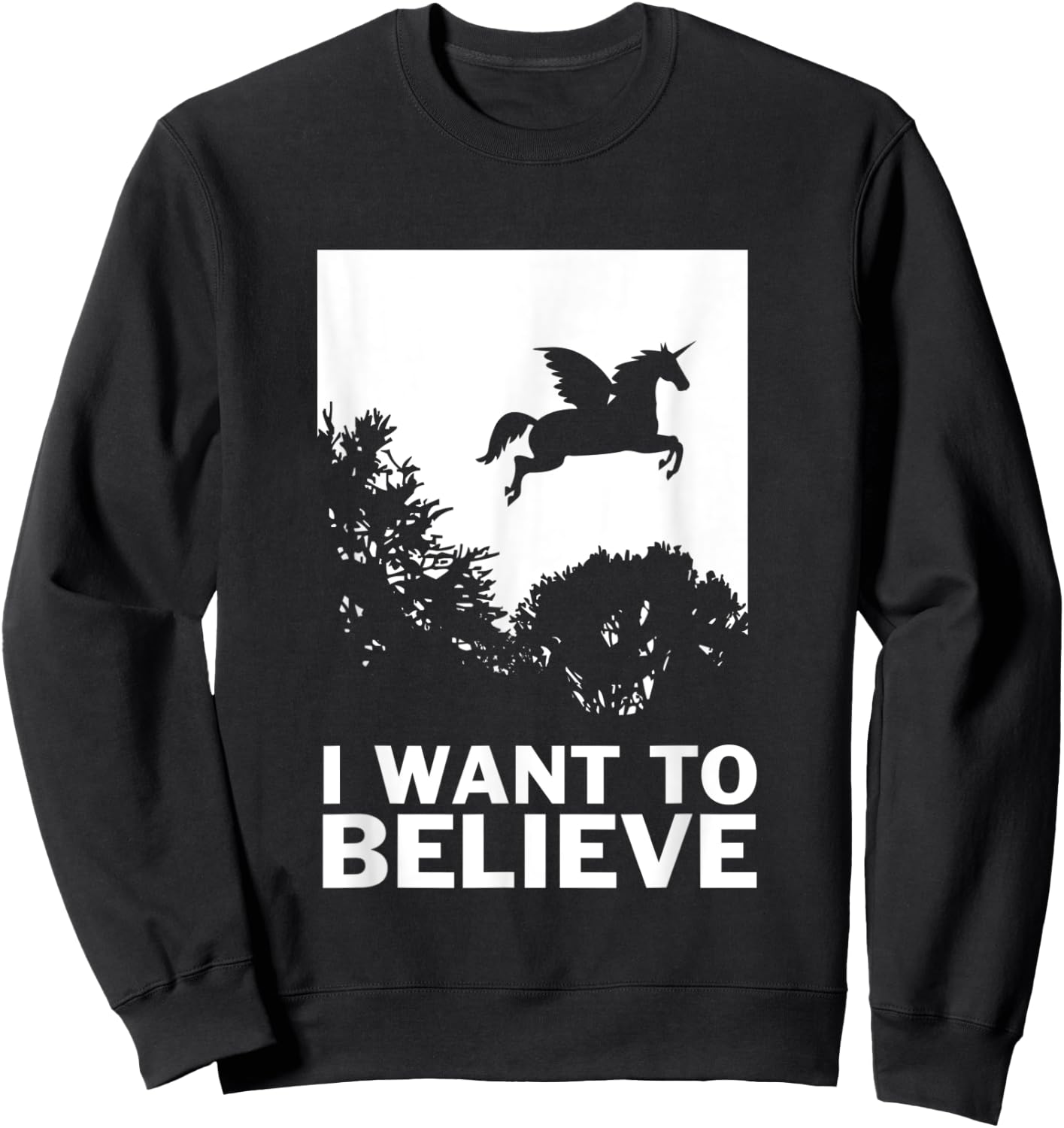 I Want To Believe Unicorns - UFO Conspiracy Flying Sweatshirt - Sweatshirt | Black
