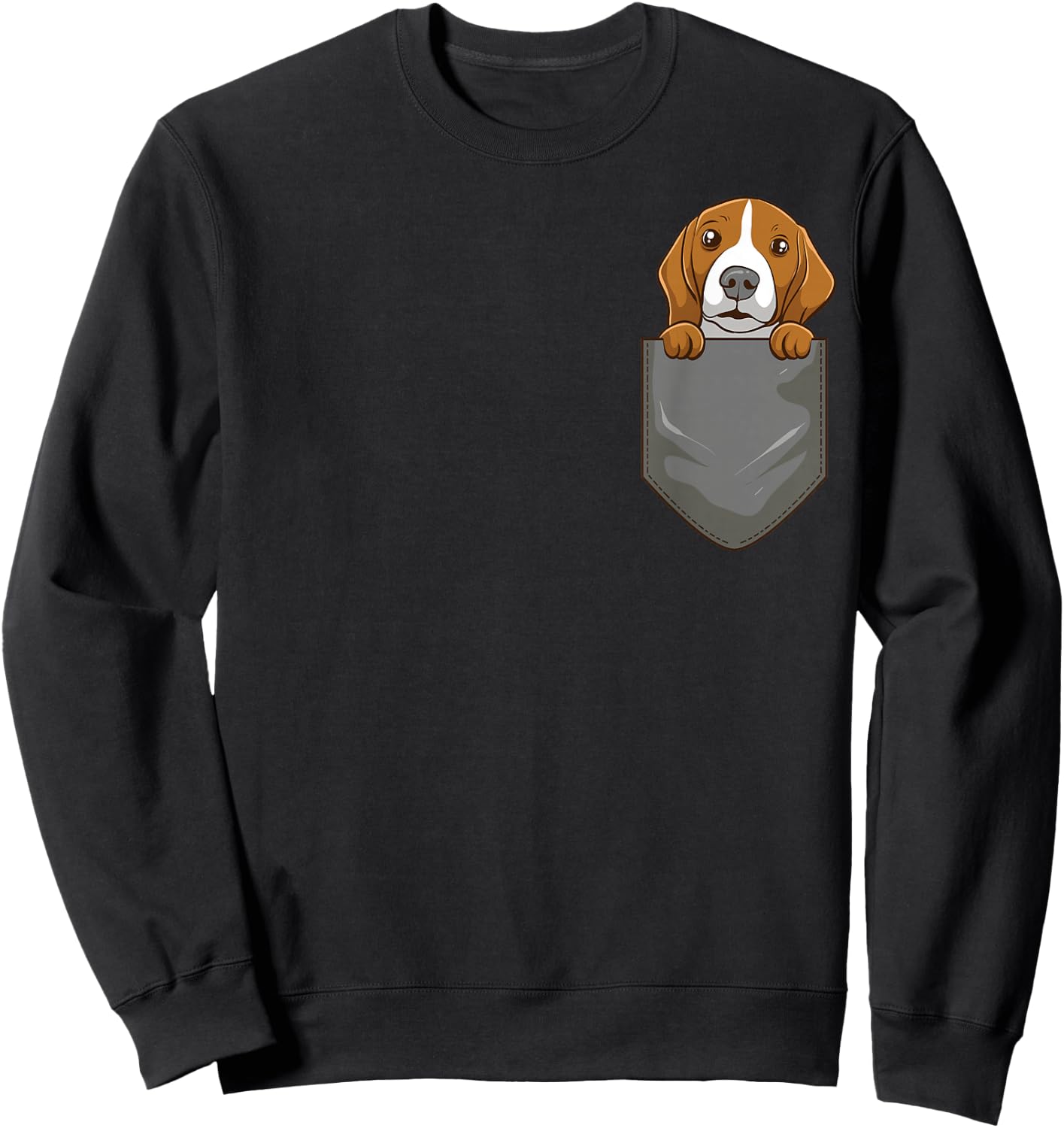 Beagle Dog in Pocket Cute Beagle Dog Sweatshirt - Sweatshirt | Black
