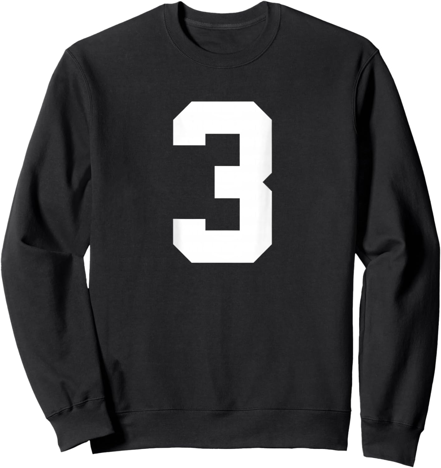 Number 3 (on Back) Sports Team Jersey Sweatshirt - Sweatshirt | Black