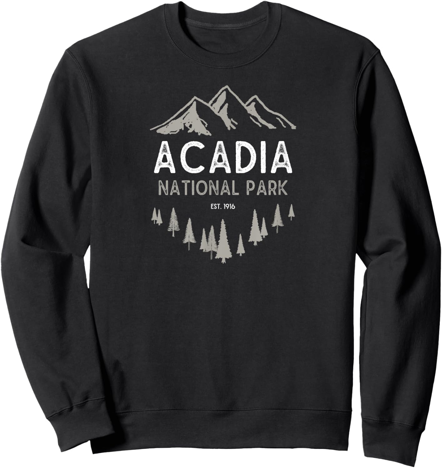 Acadia National Park Est 1916 Vintage Maine Sweatshirt - Sweatshirt | Black